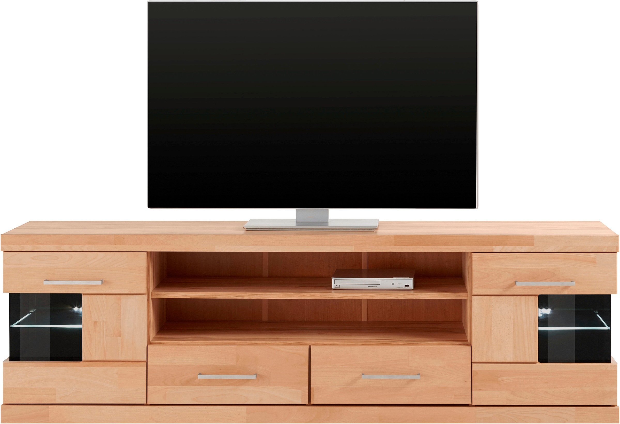 Home affaire Lowboard "Ribe,180cm breit, Fronten Massivholz,6 Fächer,Kabeld günstig online kaufen