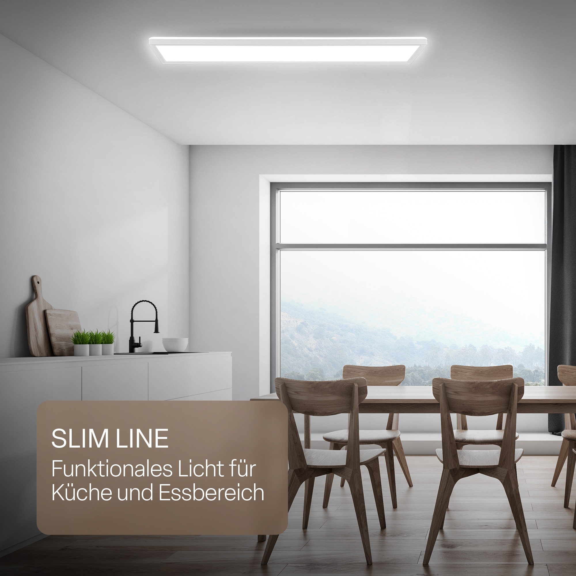 B.K.Licht LED Panel »SHALLOW« LED-Board 1 Stk. Neutralweiß 98x20x3 cm, Badlampe, Badezimmer, Küche, Wohnzimmer