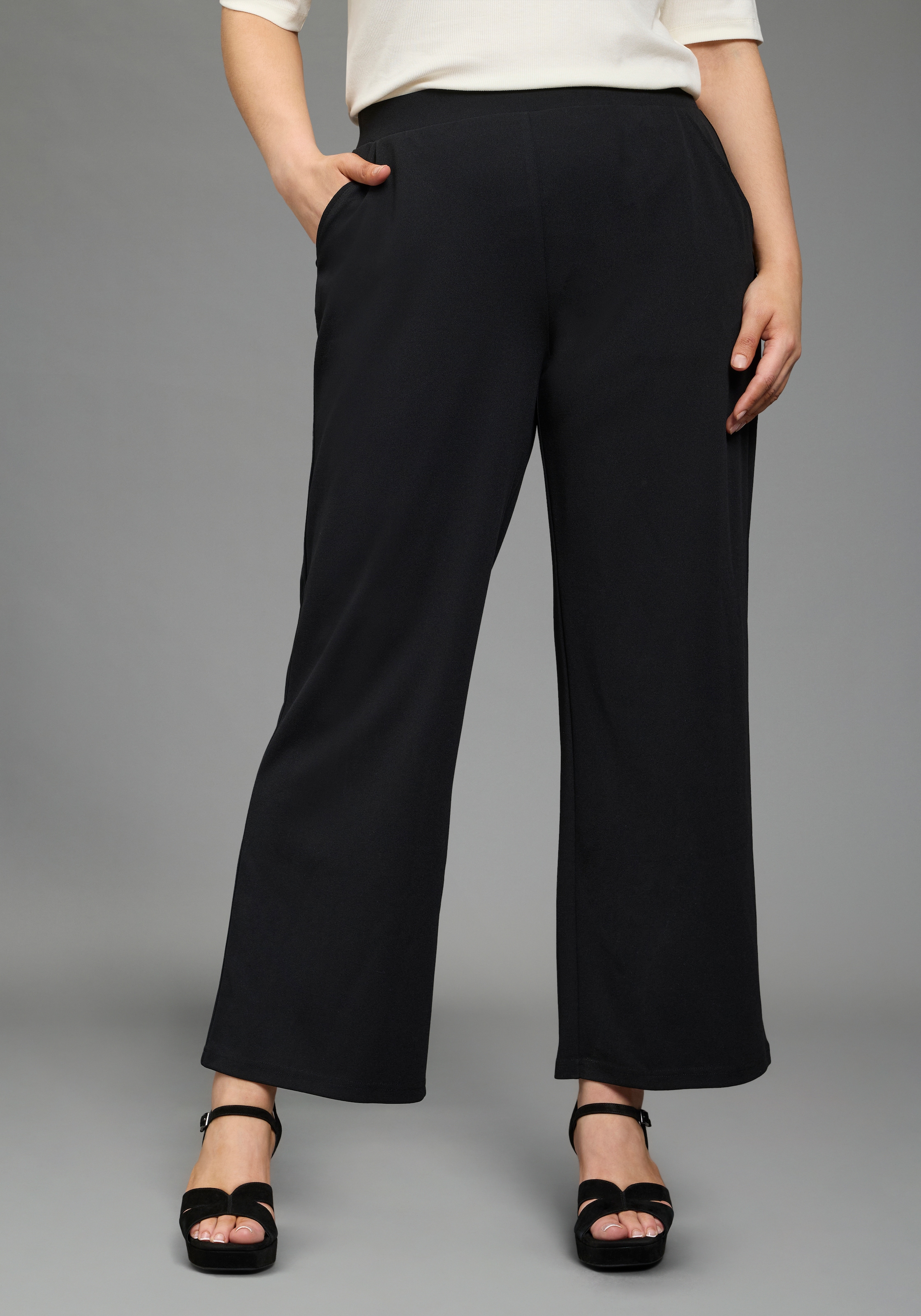 Laura Scott CURVE Schlupfhose "Große Größen" unifarbenes Design, für Business- und Casualmode