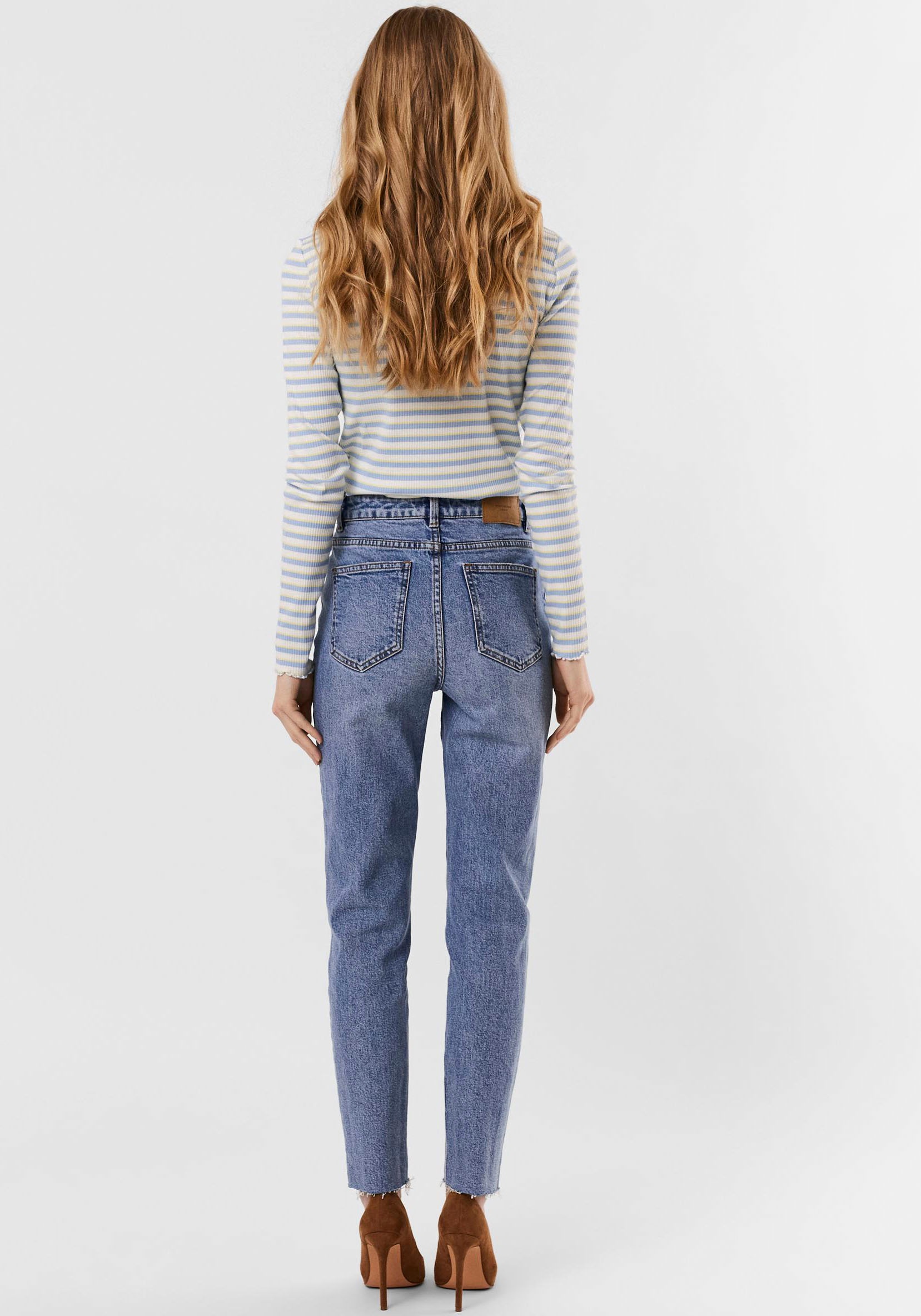 Vero Moda Straight-Jeans "VMBRENDA" mit leicht ausgefranstem Saum, stonewas günstig online kaufen