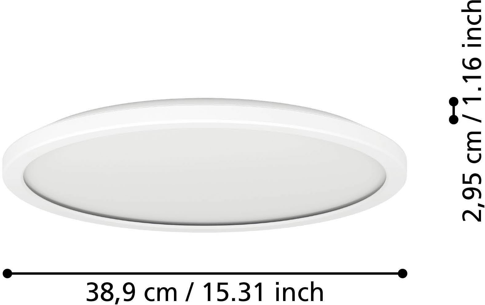 EGLO Deckenleuchte »Rovito Deckenlampe, Deckenbeleuchtung, Badlampe, Kunststoff, IP44« LED-Modul 1 Stk. Kaltweiß | Neutralweiß | Warmweiß Wand-/Deckenleuchte - H3 x Ø38,9 cm - weiß - 18,5W inkl.