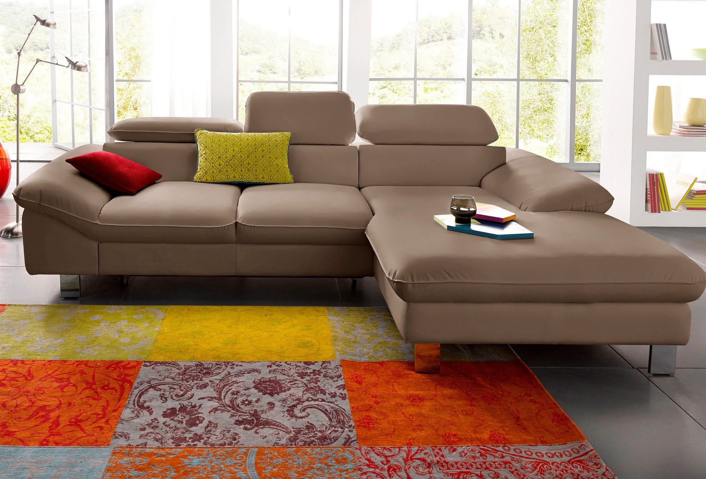 COTTA Polstergarnitur »Driver L-Form«, (Set), Set bestehend aus: Ecksofa mit Kopfteilverstellung & Hocker