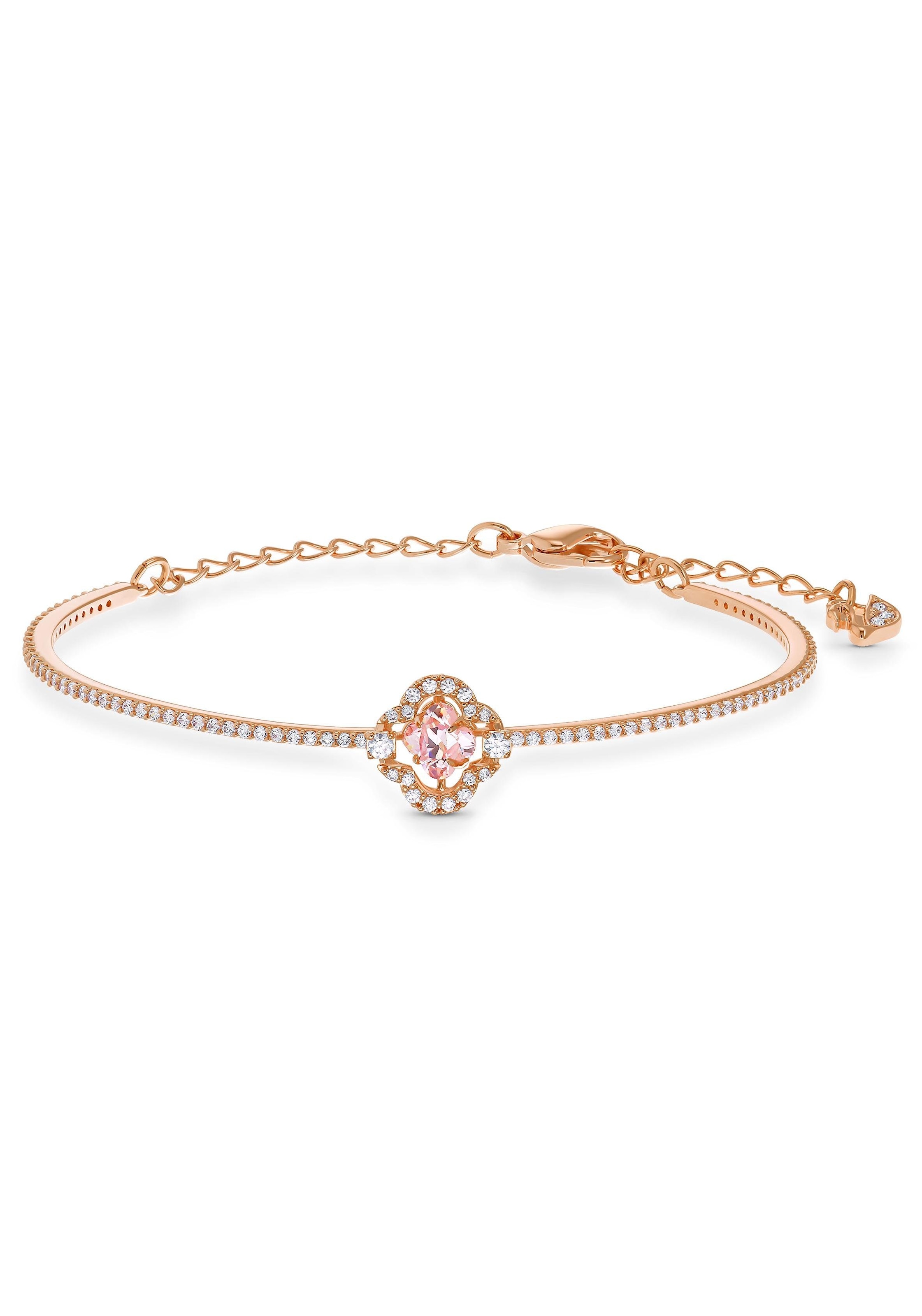 Swarovski Armreif »Glücksklee, Sparkling Dance, rosa, Rosé vergoldet, 5516476«, mit Swarovski® Kristall