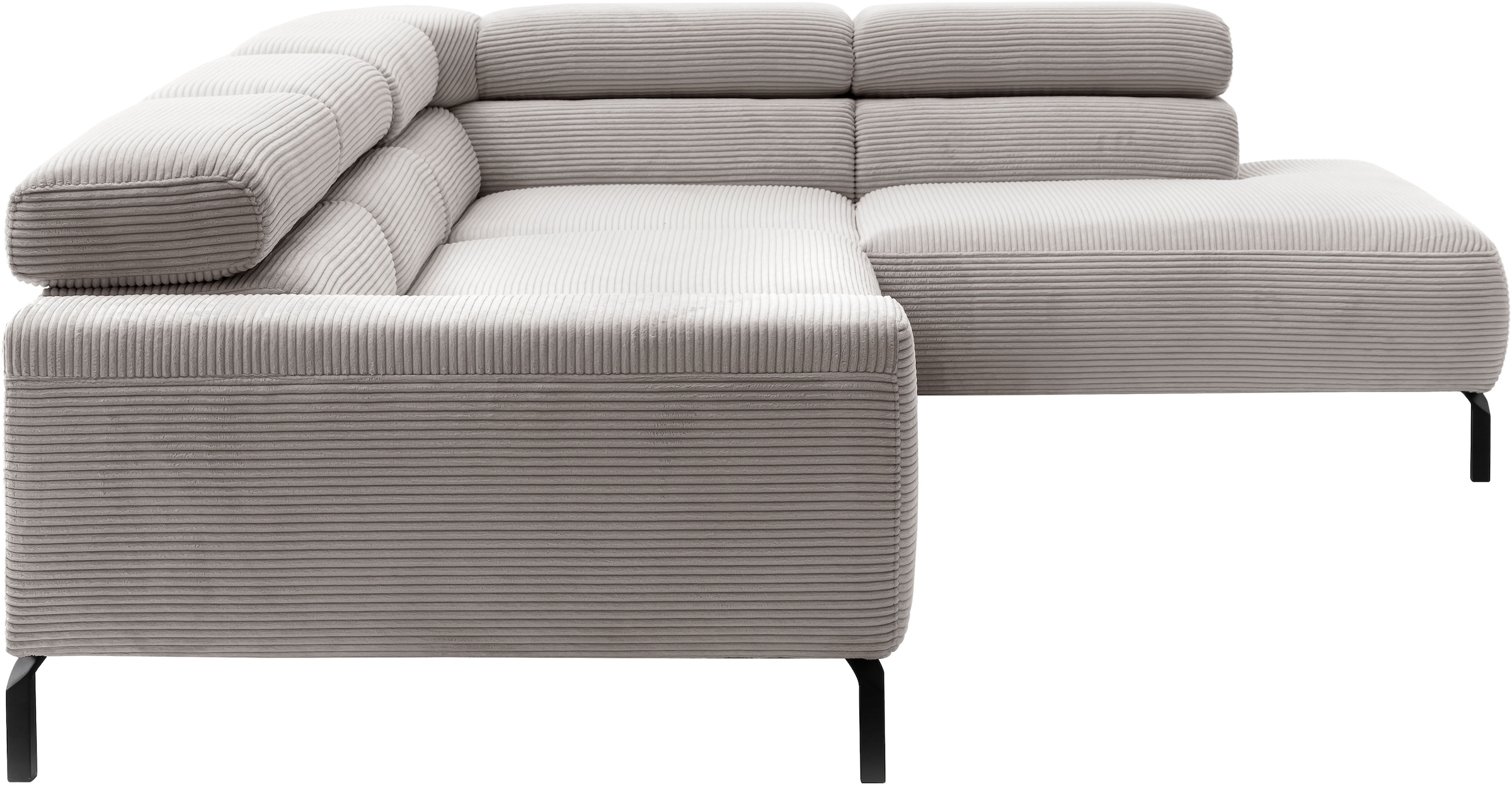 Places of Style Ecksofa »Antonelli, L-Form, inkl. Kopfteilverstellung, Breite 276 cm«, mit elektrischer Sitztiefenverstellung, in Cord, taupe