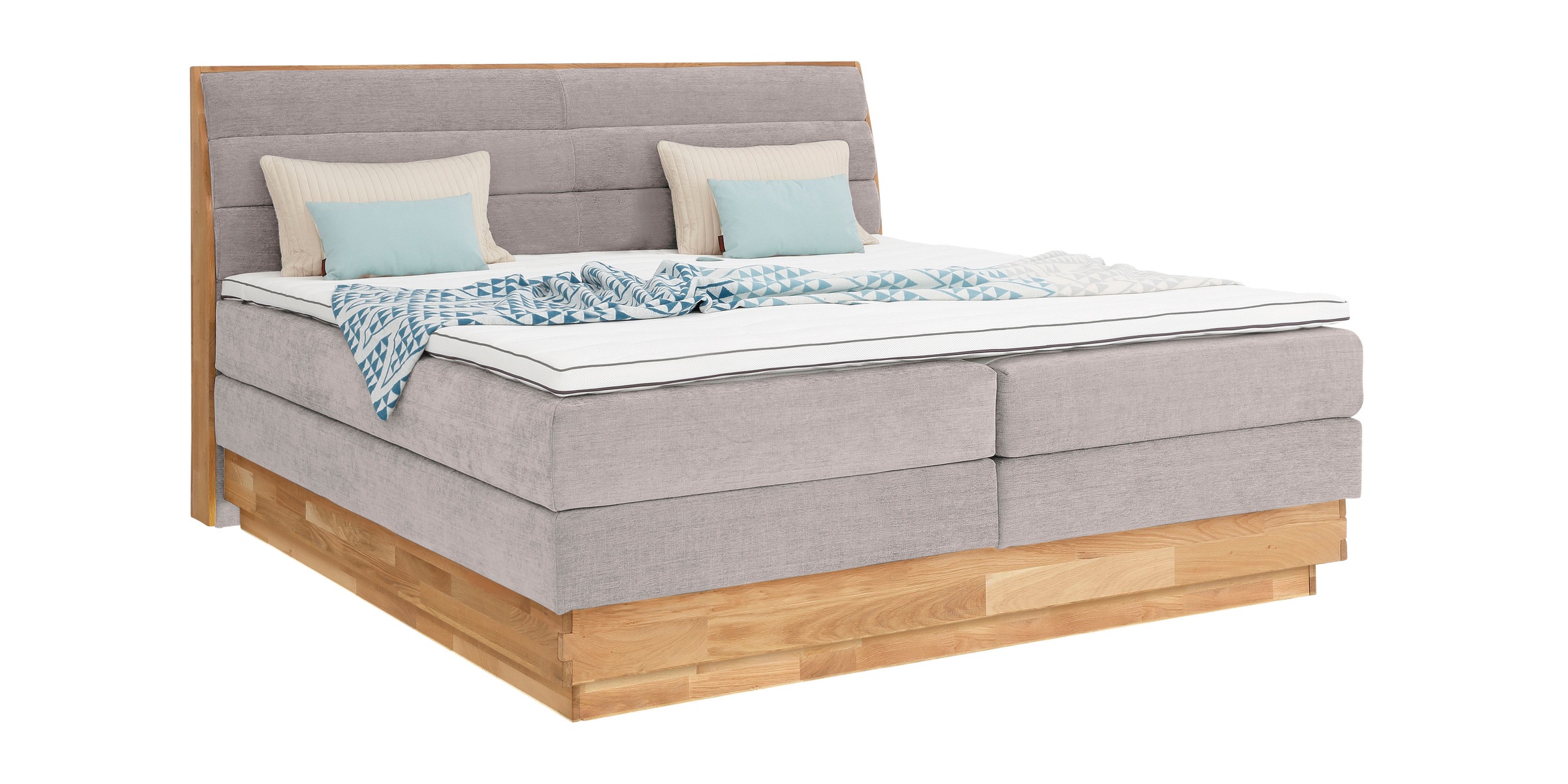 OTTO products Boxspringbett »Jenna«, ohne LED-Beleuchtung, mit zertifizierten, recycelten Bezugsstoffen