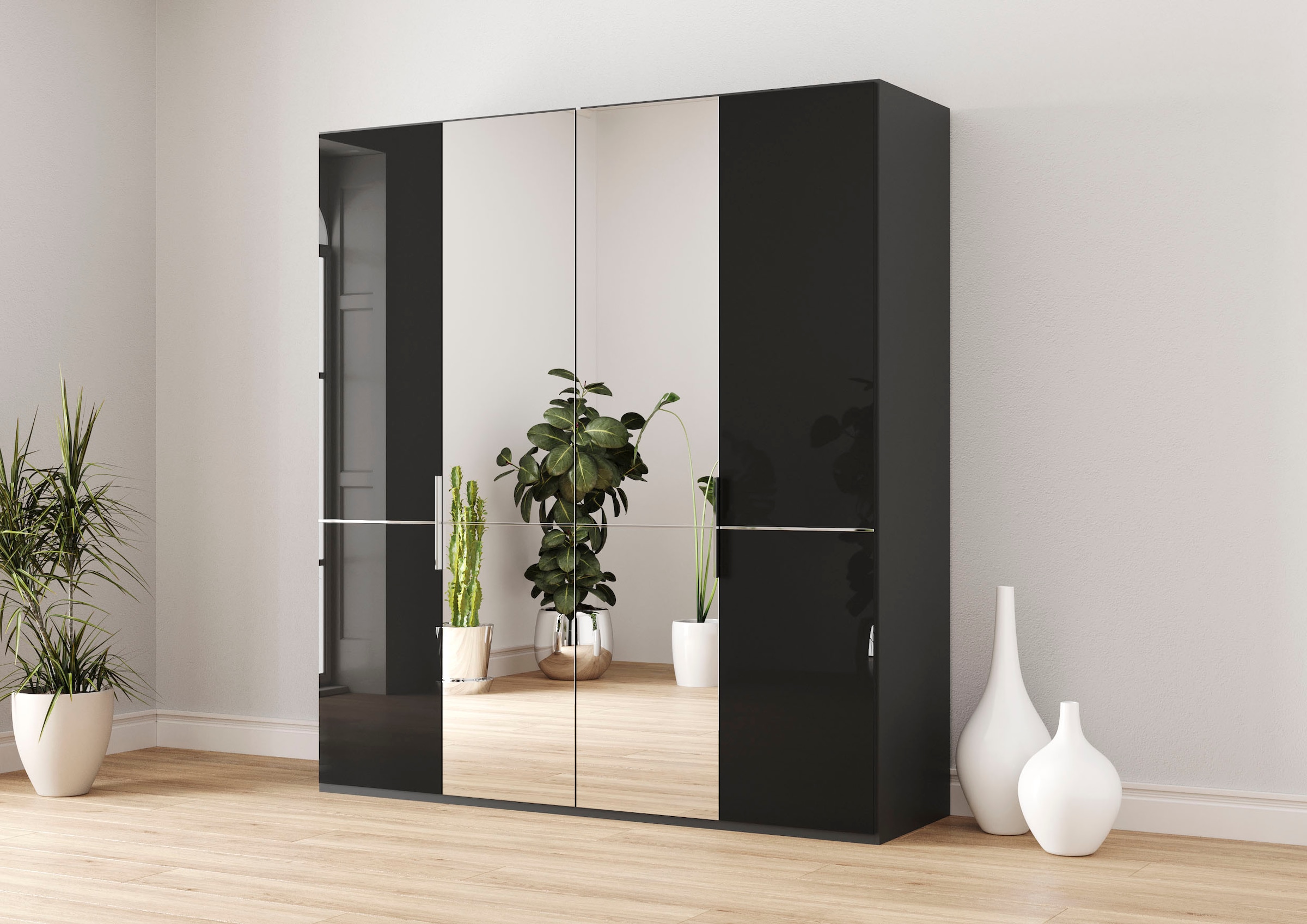 Musterring Kleiderschrank "Imola W" inkl. Einlegeböden und Kleiderstangen, mit Glas- und Spiegeltüren
