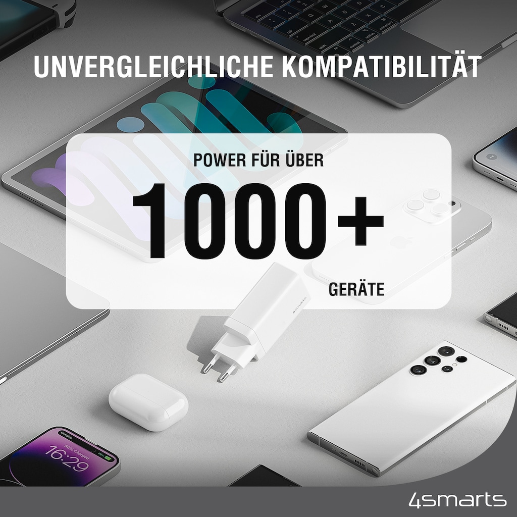 4smarts USB-Ladegerät »Ladegerät PDPlug Trio 45W GaN 2xC,1xA«, (Tablet Google Pixel Apple iPhone 15 Laptop Smartphone)