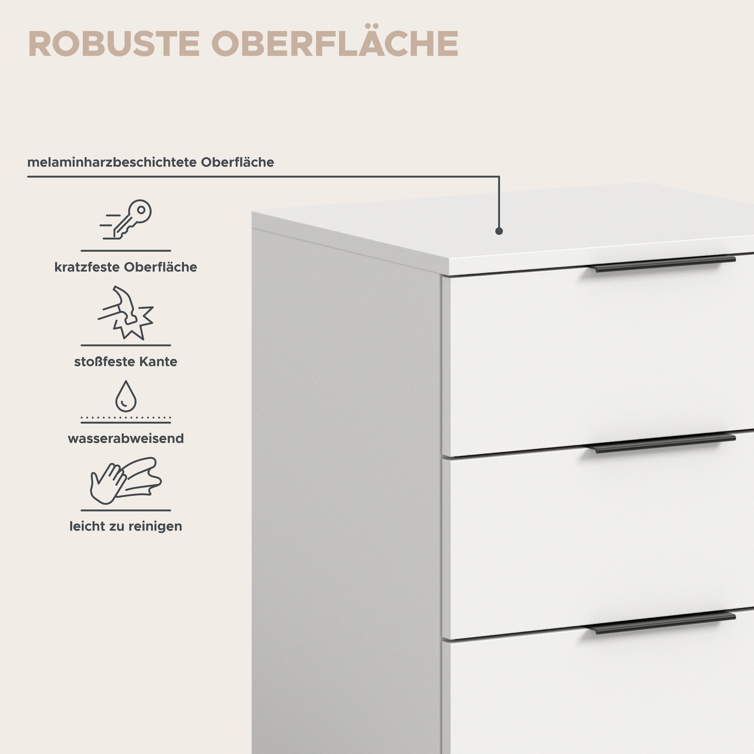 Home affaire Nachtkommode »Skarde 2 Nachttische, jeweils Breite: 45 cm« Set, Sie bekommen 2  Nachttische im Set, 2 Stk. tlg. Skarde, 2er Set Nachtkommoden, 3 Schubkästen, weiß