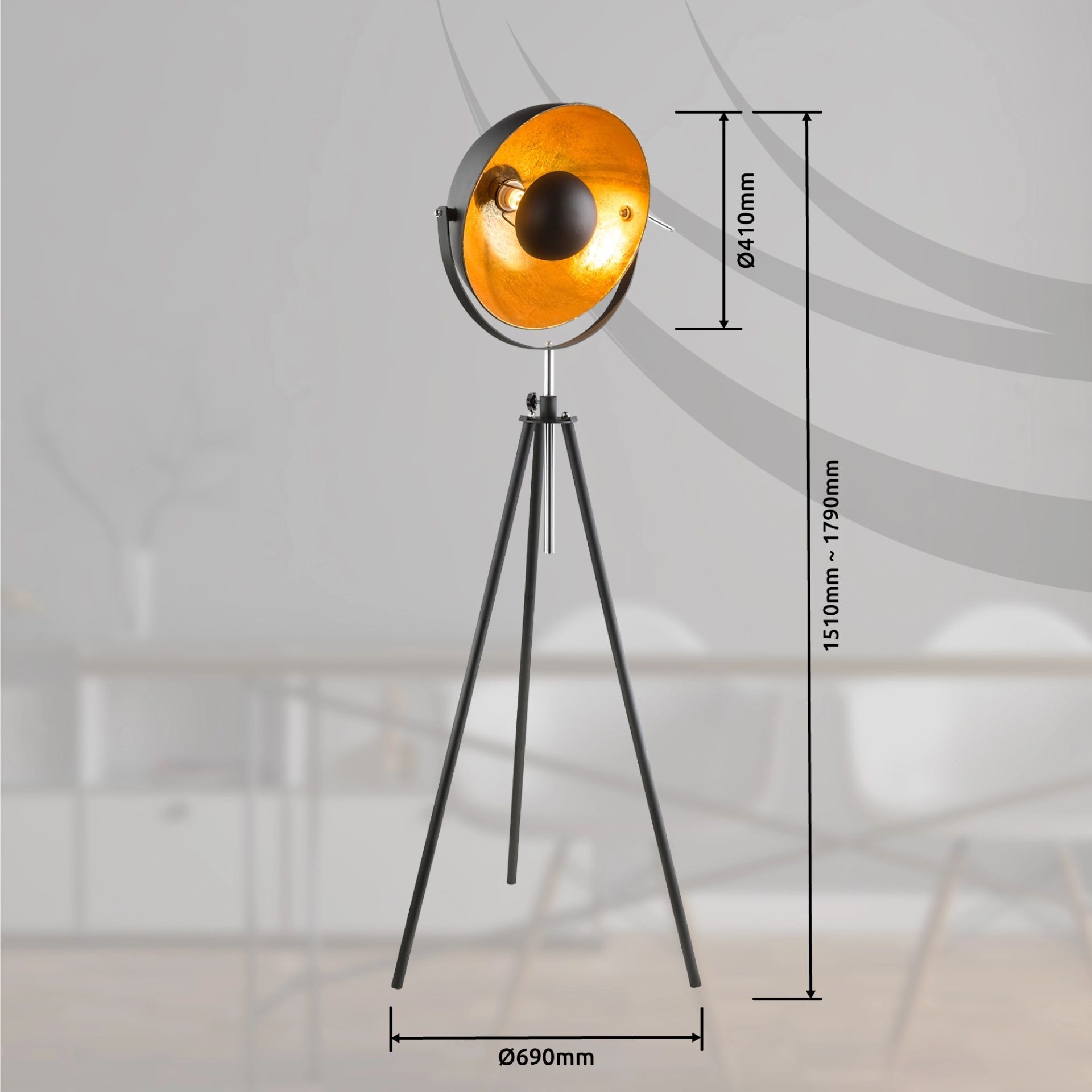 GLOBO LIGHTING Stehlampe »LENN«, Leuchtmittel E27 | ohne Leuchtmittel, Dreh-/Schwenkbar