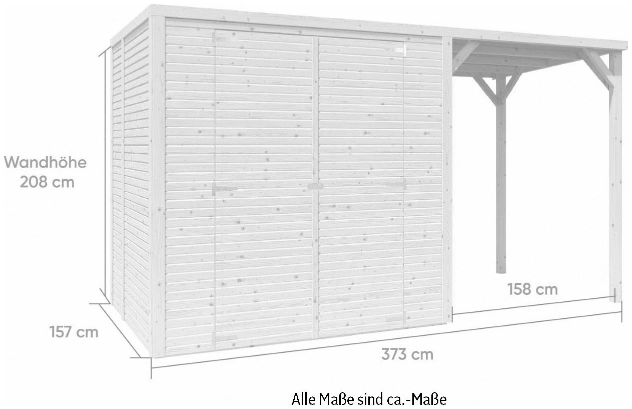 KONIFERA Gartenhaus »Beno 2 PLUS Fineline Flachdach«, mit Anbaudach