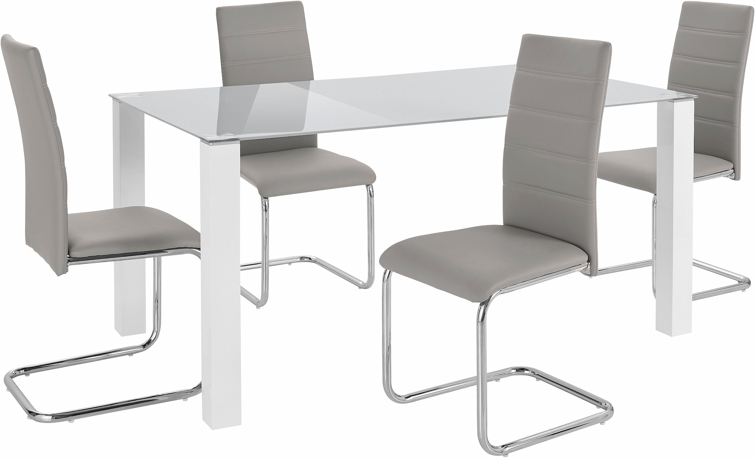 INOSIGN Essgruppe »Normadora«, (Set, 5 tlg.), mit Glastisch, Freischwinger belastbar bis 120 KG