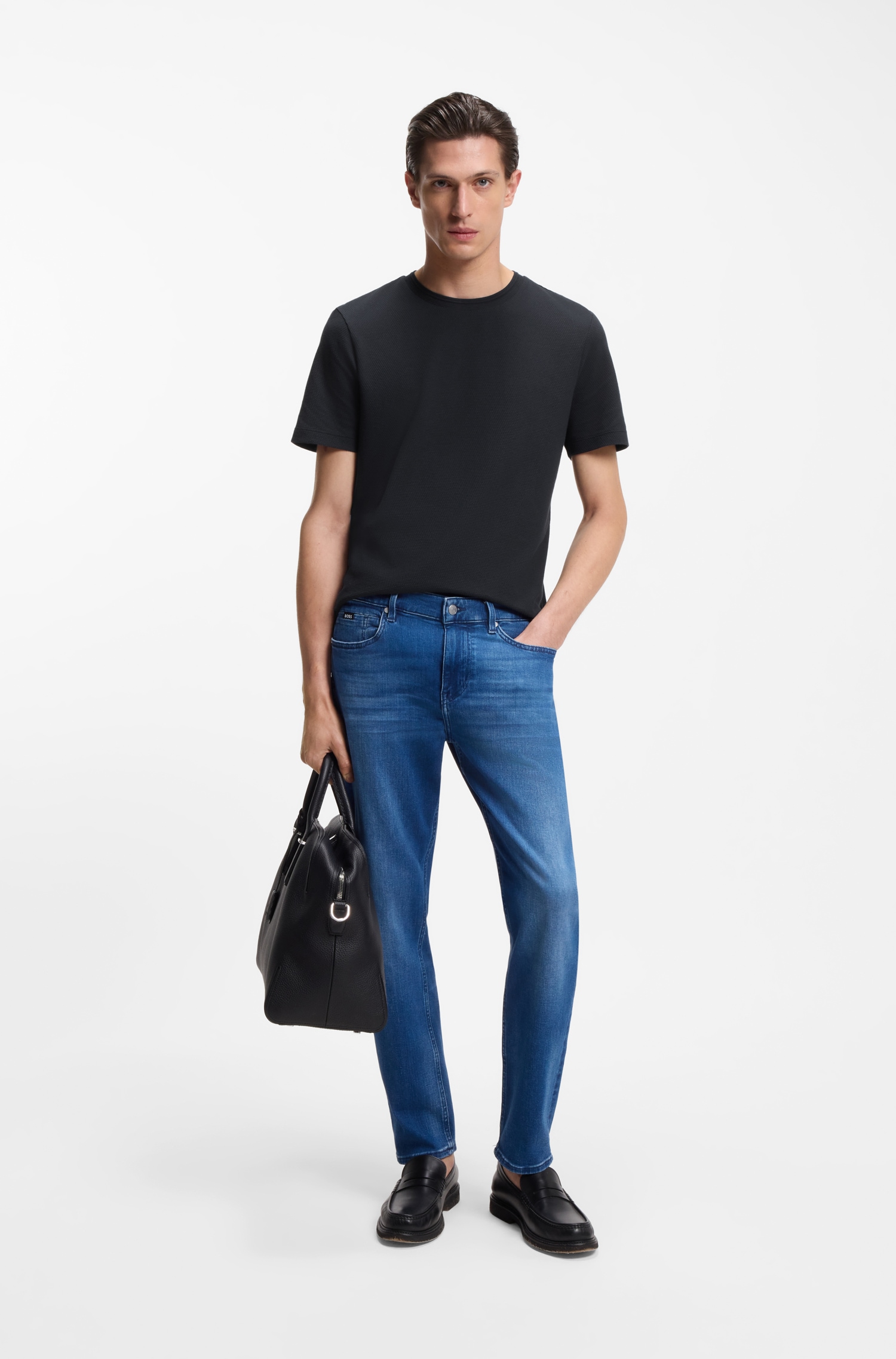 BOSS T-Shirt »Tiburt« mit Jacquard-Struktur, regular fit