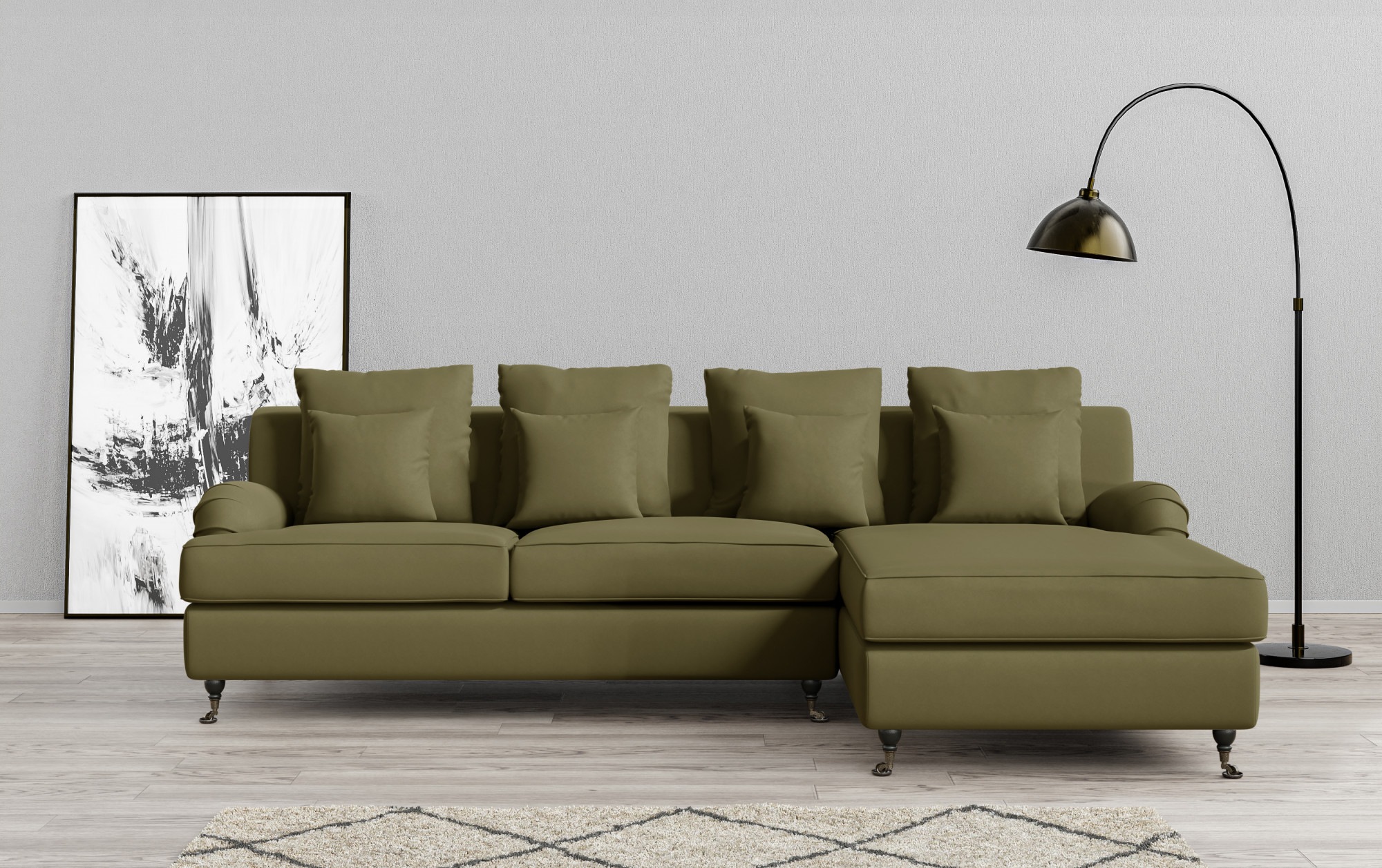 Guido Maria Kretschmer Home&Living Ecksofa »NORIN L-Form«, zwei Fußarten: vorne - Rollen, hinten - Holzfüße