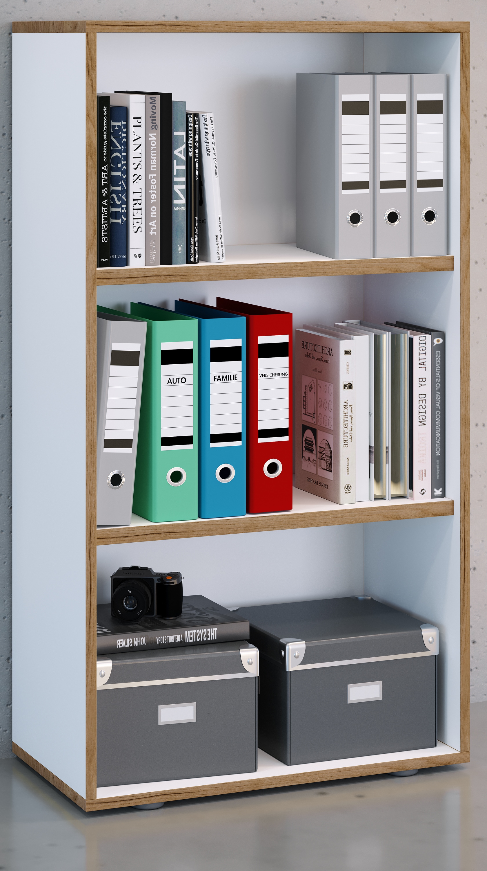 VCM Aktenregal »VCM Holzregal stehend | platzsparender Aktenschrank | Maße ca. H. 110 x B. 60 x T. 33 cm | Elegantes Regal | Büroregal ¿ Salia 3fach B. 60 cm«