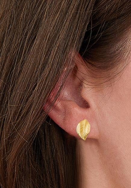 Paar Ohrstecker AMOR "Blätter", gold (gelbgoldfarben), Ohrringe, Damen, Gelbgold 375, Made in Germany 3