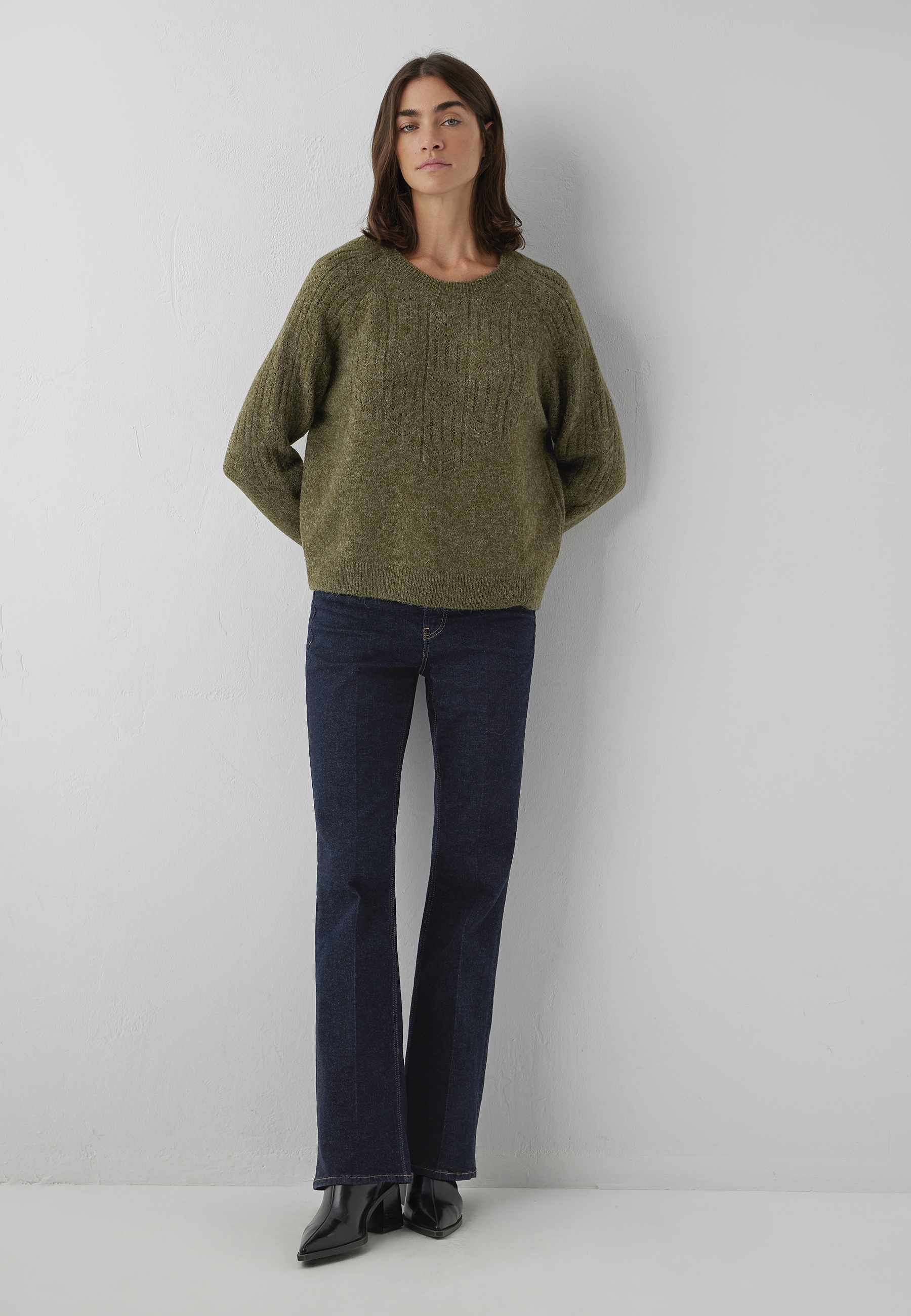 Mavi Rundhalspullover »CREW NECK SWEATER« Pullover Strukturiert