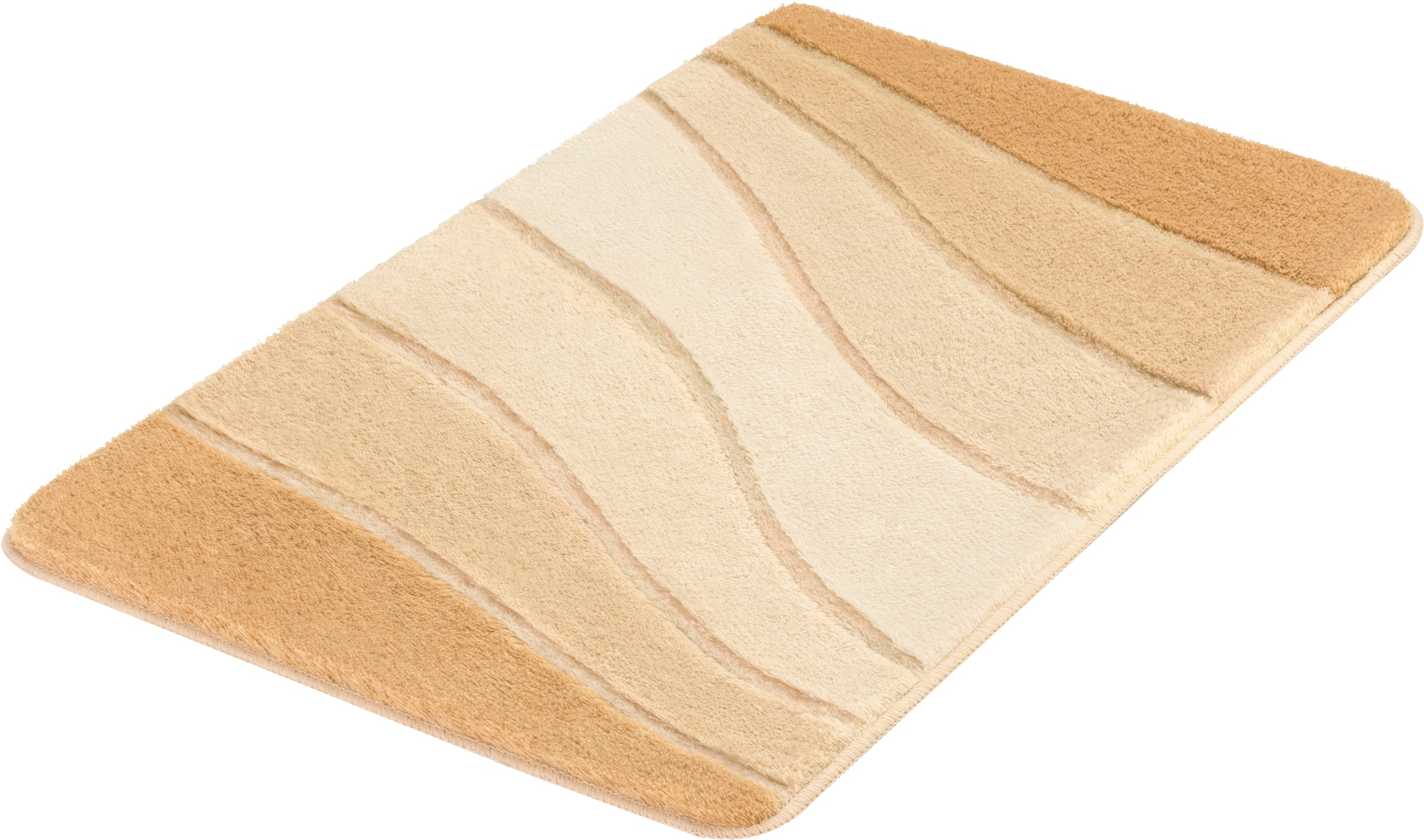Kleine Wolke Badematte "Ocean, Badvorleger, Badezimmer Teppich" Höhe 21 mm rutschhemmend beschichtet fußbodenheizungsgeeignet Badteppich, Wellen Design, mit Farbverlauf, Hoch-Tief Effekt, waschbar