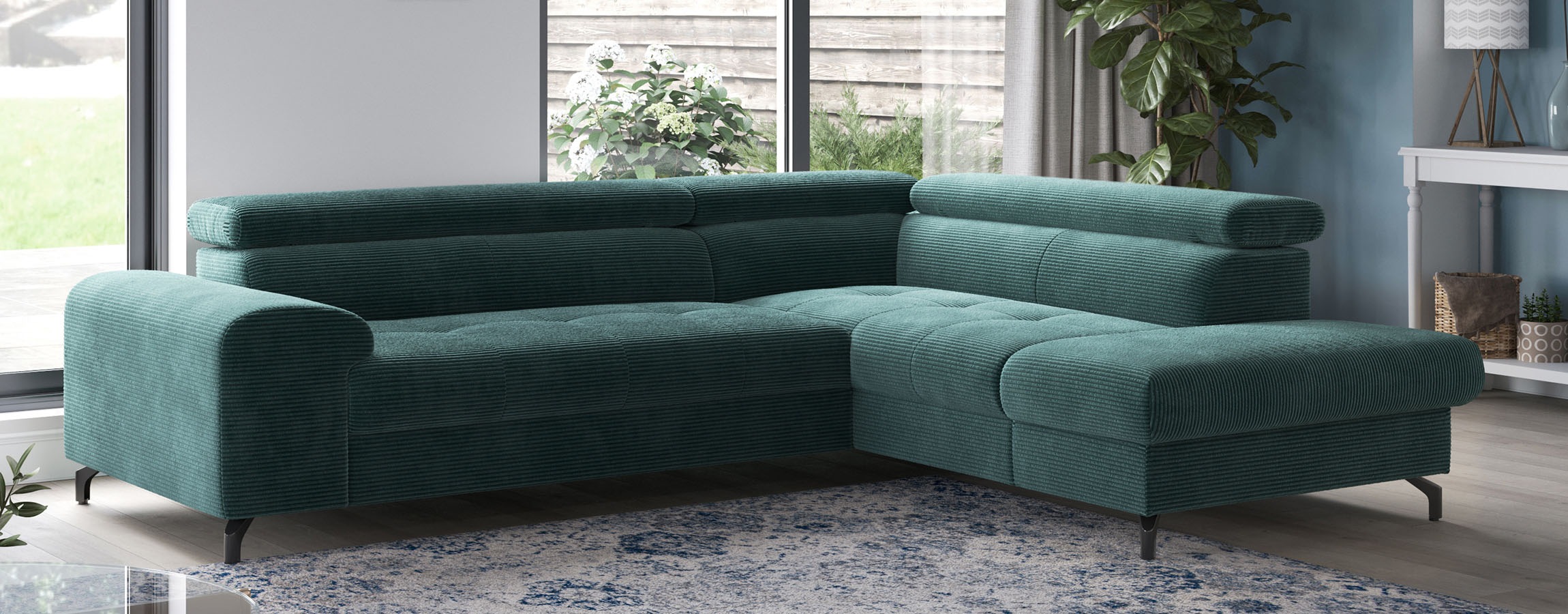 COTTA Ecksofa "Aura L-Form, B: 260 cm, inkl. Schlaffunktion, 3 verstellbare" Kopfteile, extra Bettkasten, Fußhöhe 12cm, Liegefläche 176x123cm