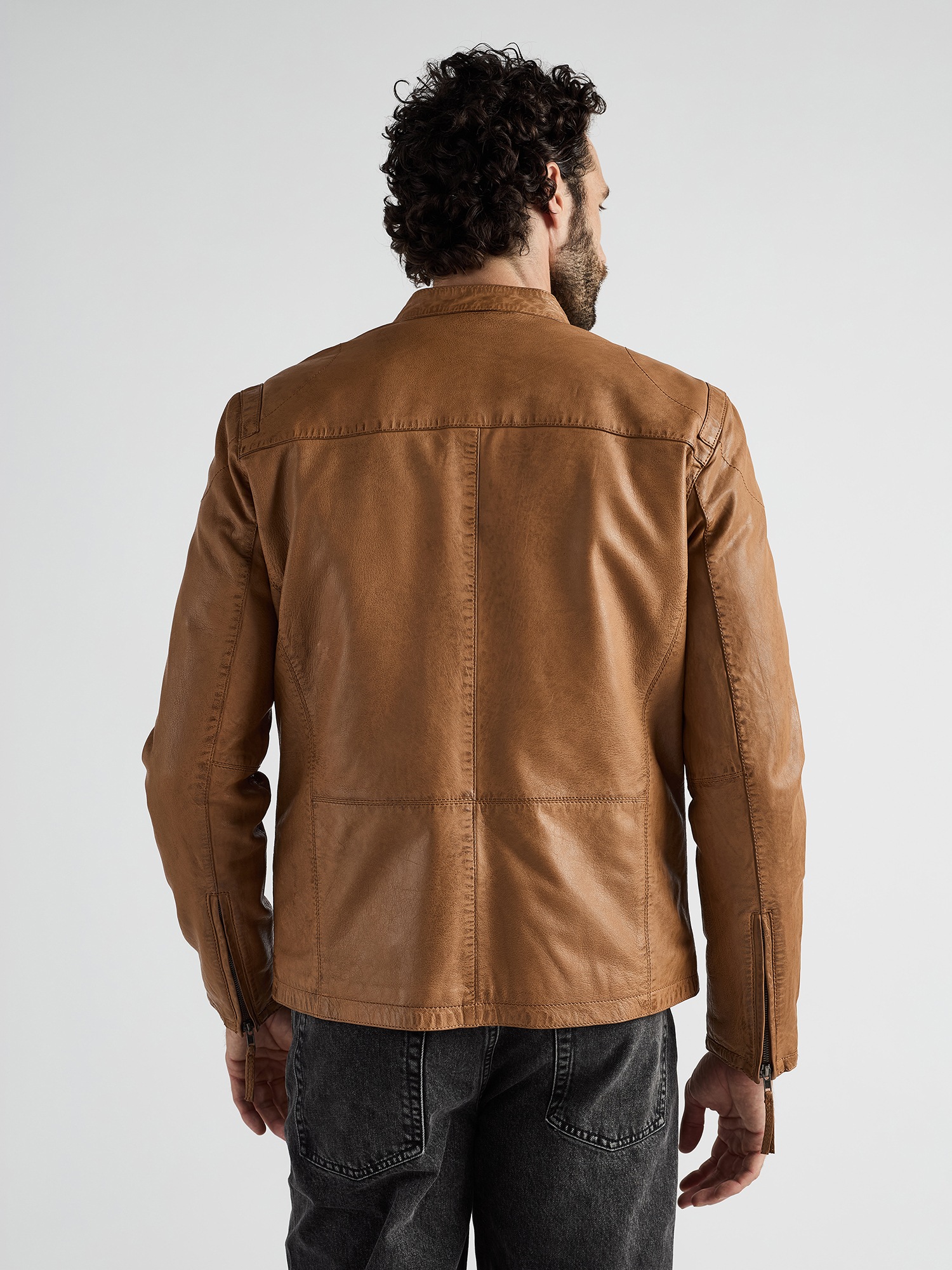 JCC Macadam Men Leather Jacket Brown L 3