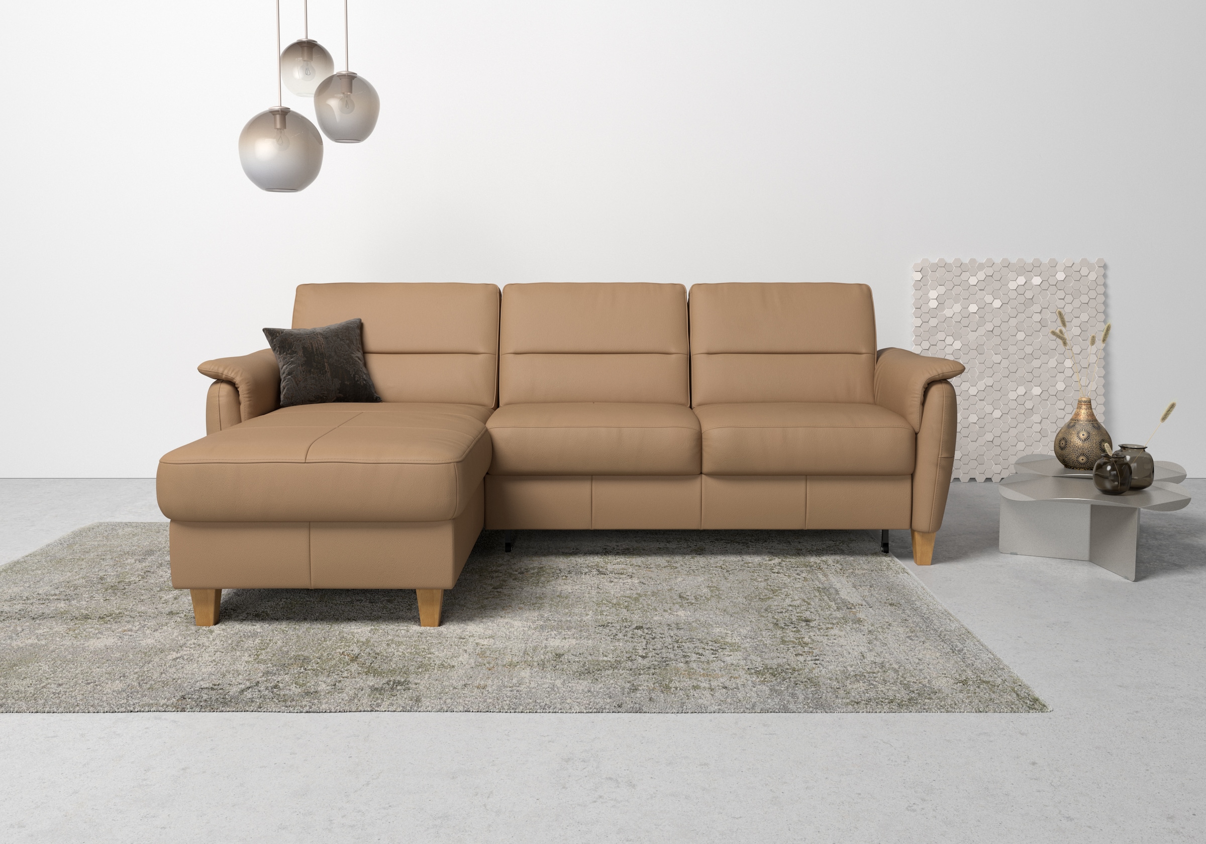 Home affaire Ecksofa "Palmera L-Form, B: 244 cm" optional Bettfunktion & Be günstig online kaufen