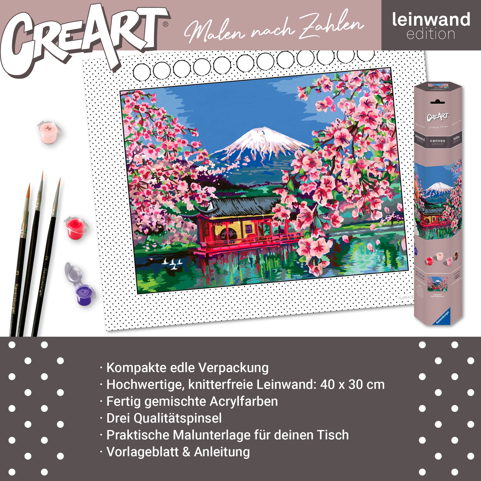 Ravensburger Malen nach Zahlen »CreArt, Leinwand Japanische Kirschblüten«, Made in Europe
