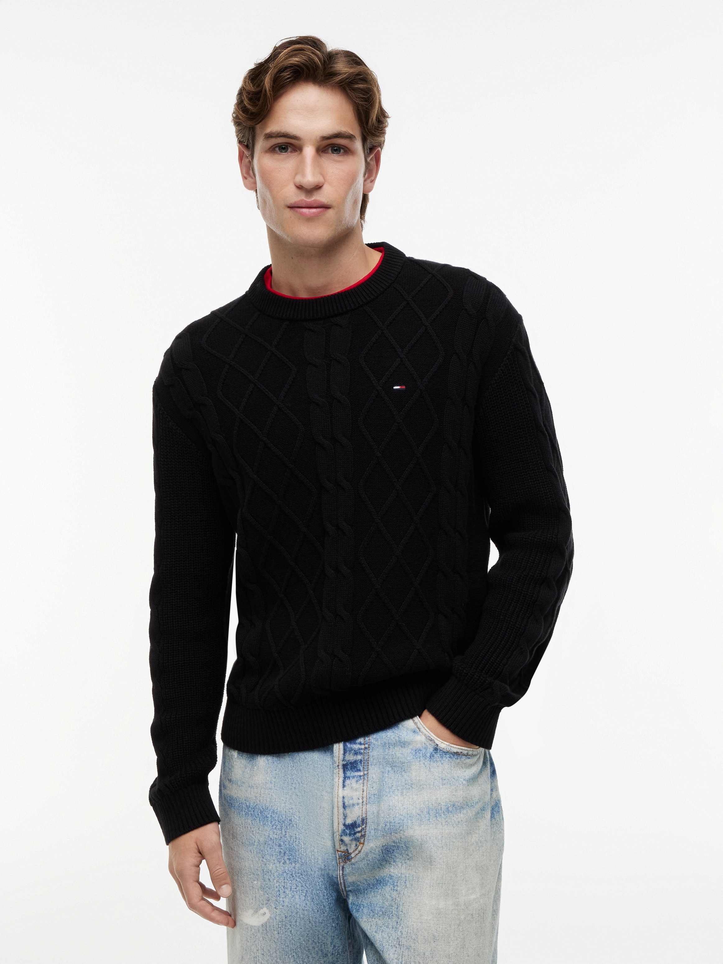 Tommy Jeans Rundhalspullover "TJM REG CABLE KNIT SWEATER"