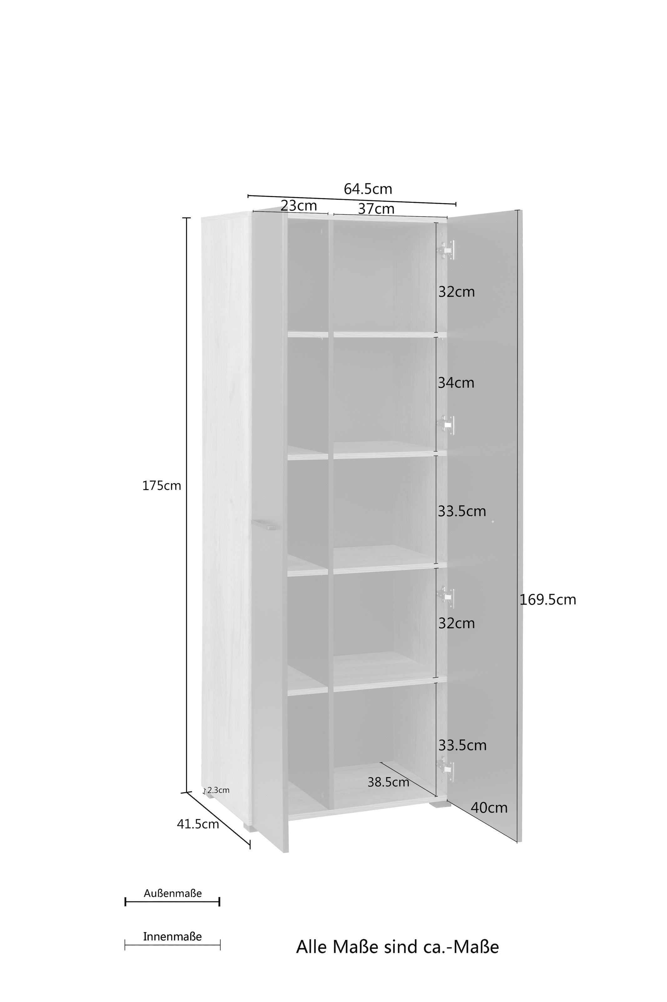 Aktenschrank Höhe of 174,5 »Moid«, Style | moderner BAUR Mehrzweckschrank cm, Places bestellen