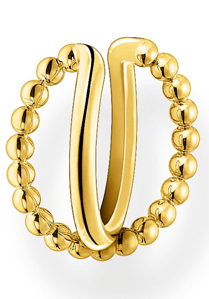 THOMAS SABO Damen Ohrklemme "Ohrklemme Kugeln doppel", Silber 925 (recycelt), gold, Silber 925 (recycelt), Ohrringe