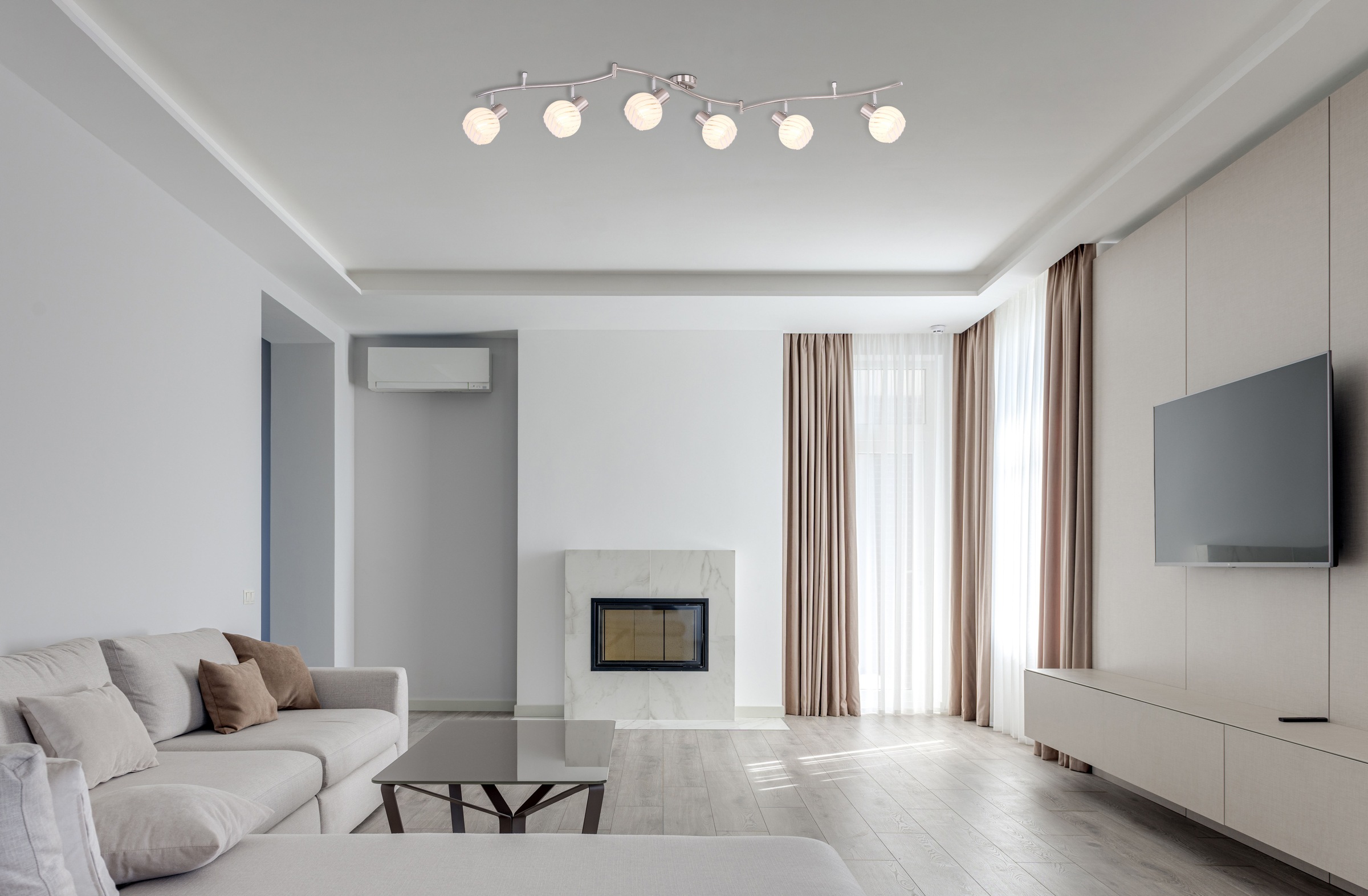 GLOBO LIGHTING Deckenspot »WILLY« E27 1 Stk. Nickel Strahler mit Glas klar, beweglich, 6x E27