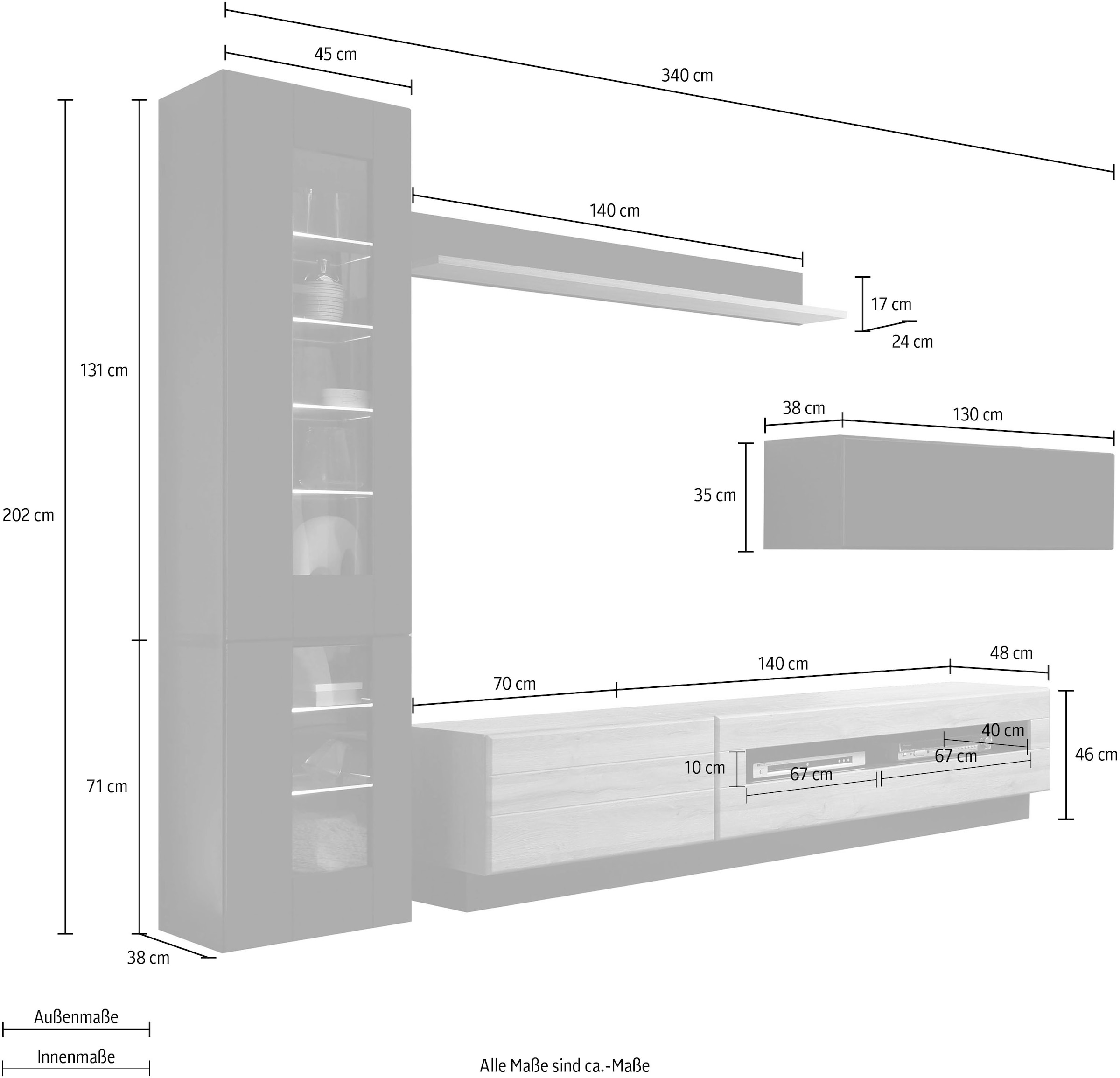 | (Set, of »Cayman«, Wohnwand BAUR Style 6 St.) Places