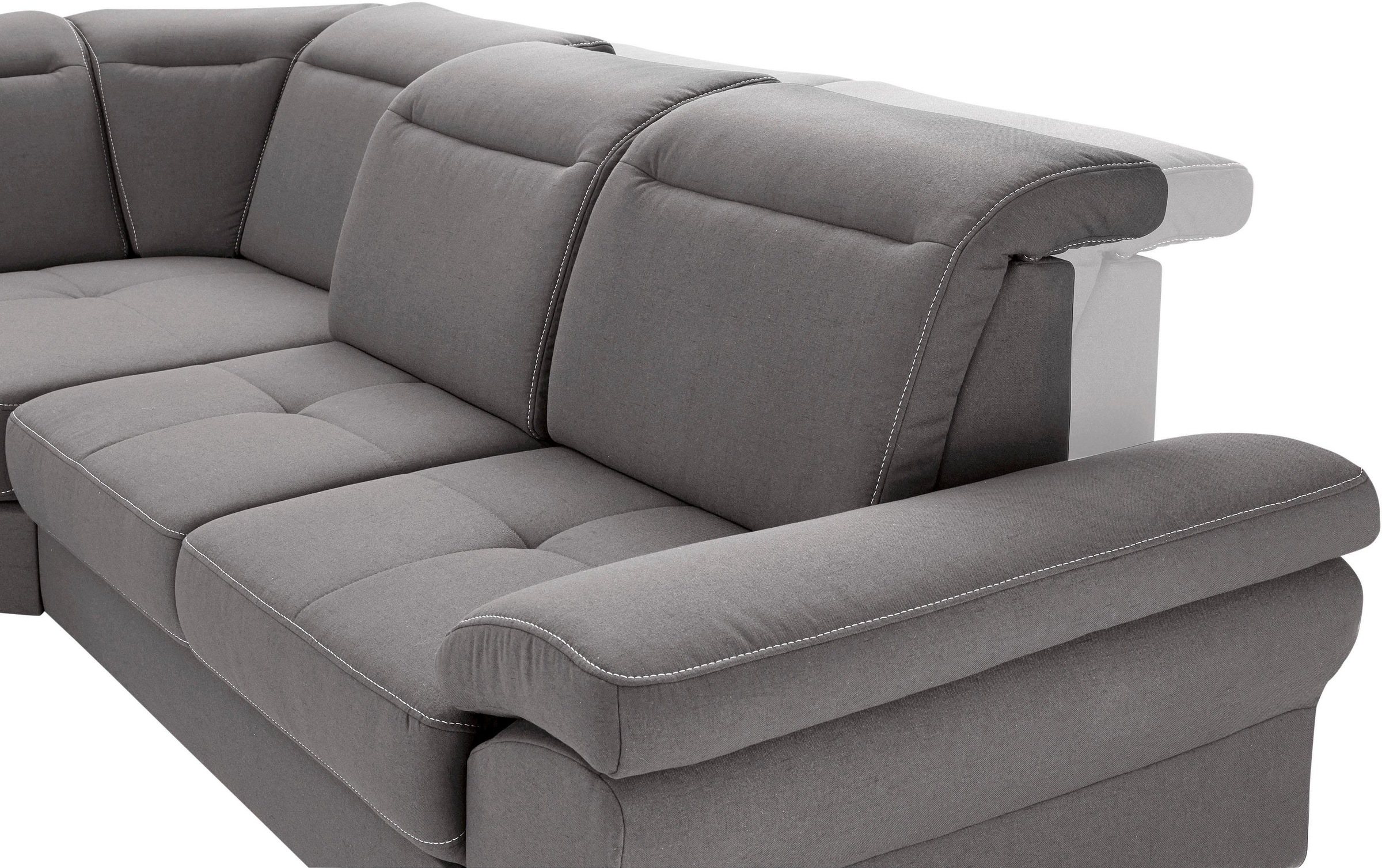Places of Style Ecksofa »Cornwall L-Form«, incl. Sitztiefenverstellung, mit Bettfunktion und Kopfteilverstellung
