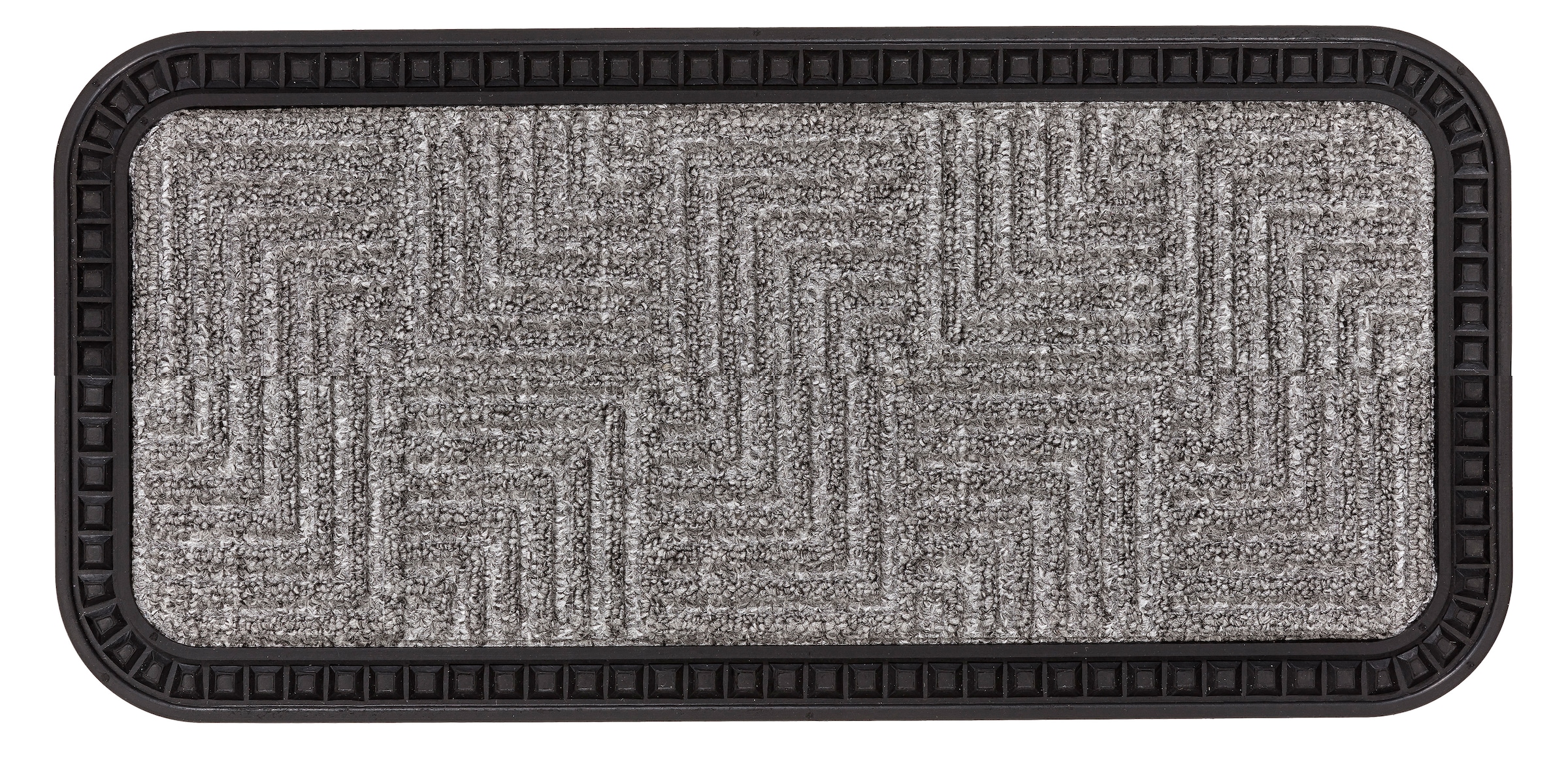 Fußmatte ASTRA, B:25cm H:8mm L:60cm, silber, Gummi, Kunstfaser, Flur, Teppiche, "Border Star 2", Schmutzfangmatte, In -und Outdoor geeignet