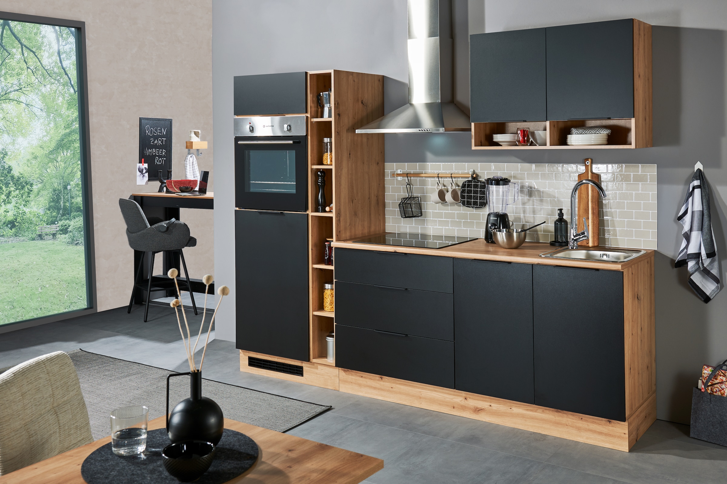 BASIC by Balculina Küchenzeile »Oskar B/H/T 250x211x60 cm« Breite 250cm, wahlweise mit E-Geräte, L/R montierbar