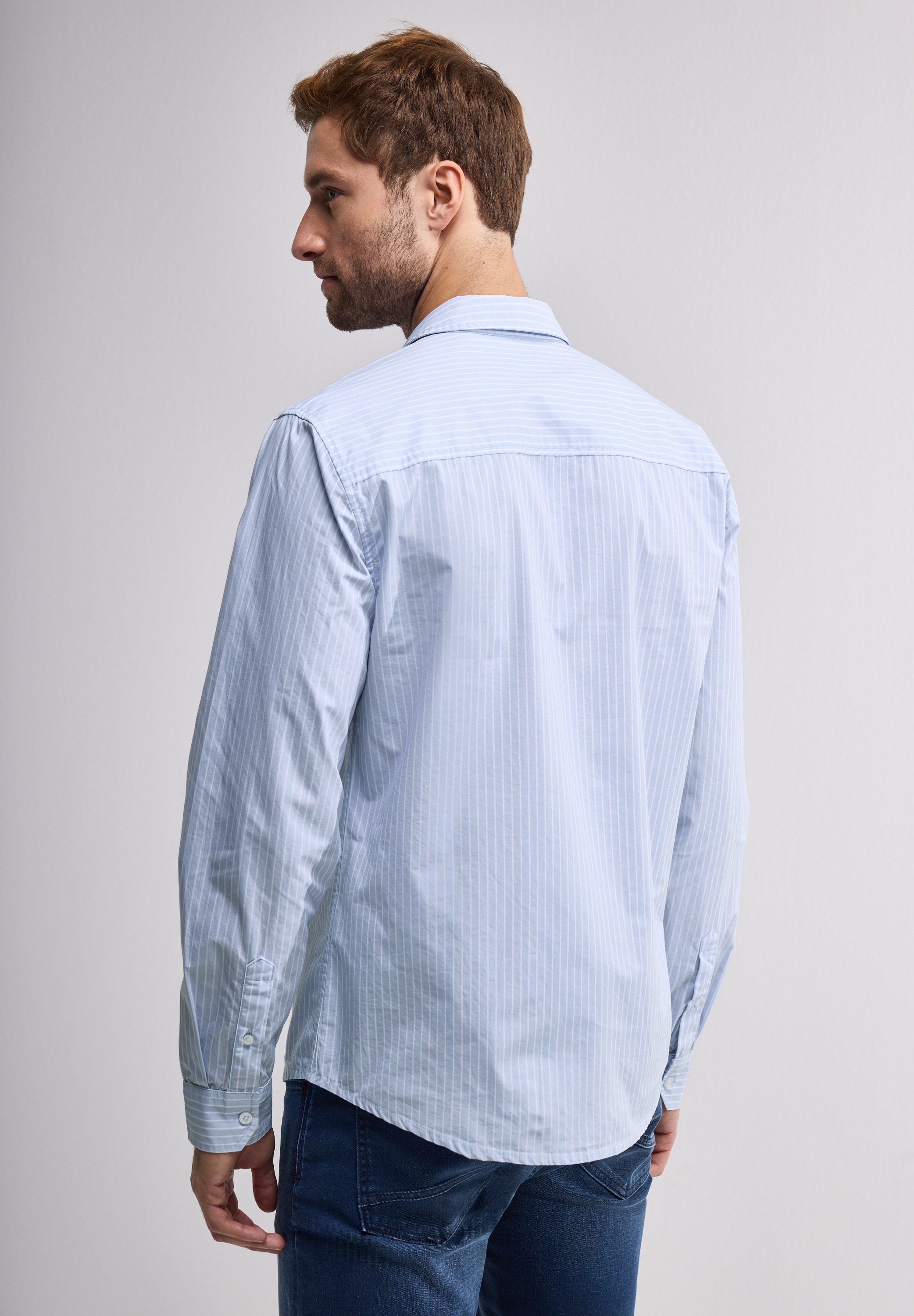 STREET ONE MEN Langarmhemd, aus reiner Baumwolle