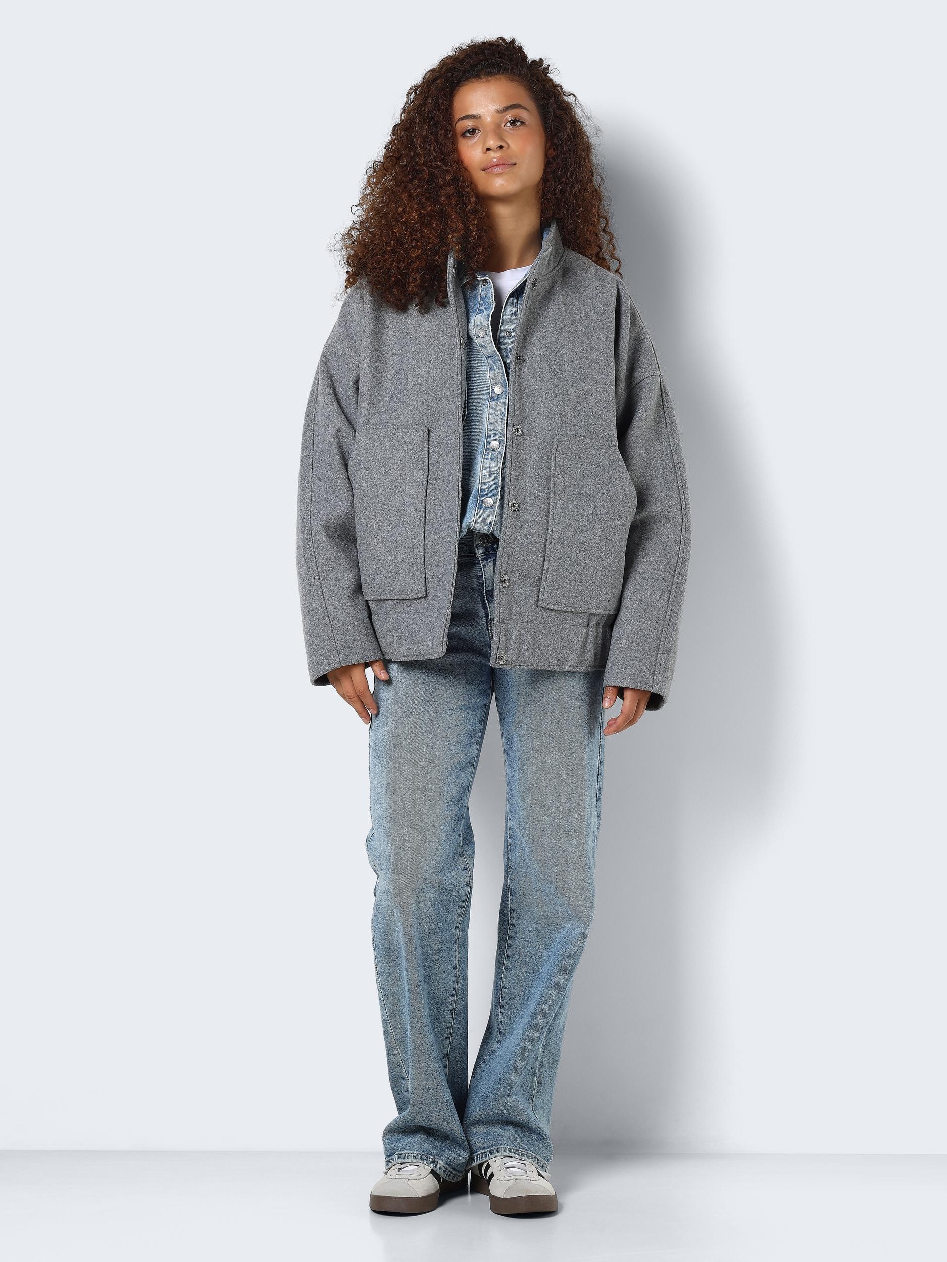 Noisy May Halston Bomberjacke Light Grey Melange S 3