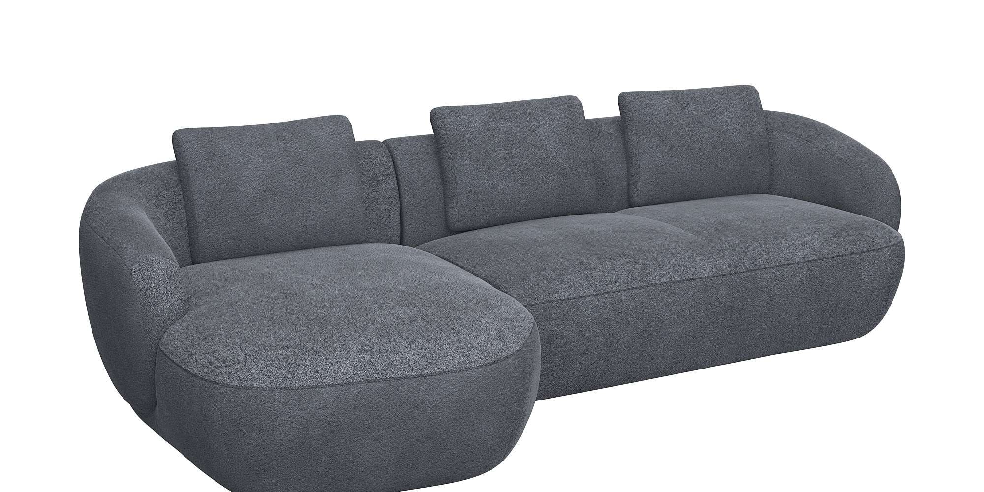 FLEXLUX Wohnlandschaft »Torino, rund, L-Form, Sofa-Ecke mit Recamiere, Longchair-Sofa«, Modernes, organisches Sofa-Design, Kaltschaum, Wellenunterfederung