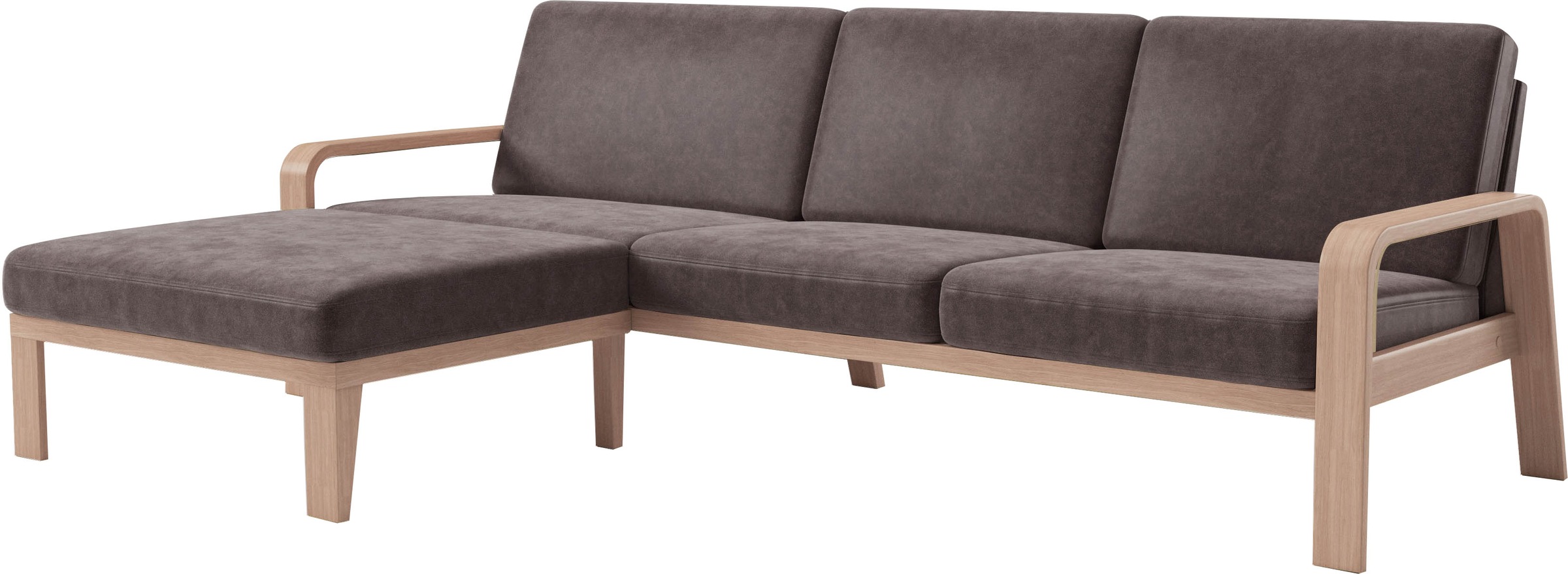 sit&more Ecksofa »Kolding L-Form«, Armlehnen aus Buchenholz in natur, verschiedene Bezüge und Farben