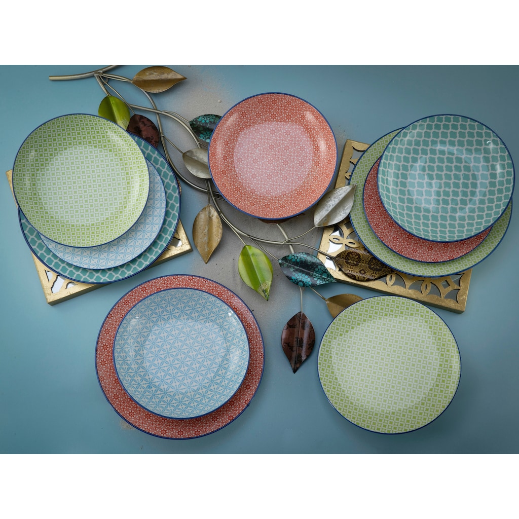 CreaTable Teller-Set »Mediterran«, (Set, 12 tlg.), traditionelle, keramische Motive