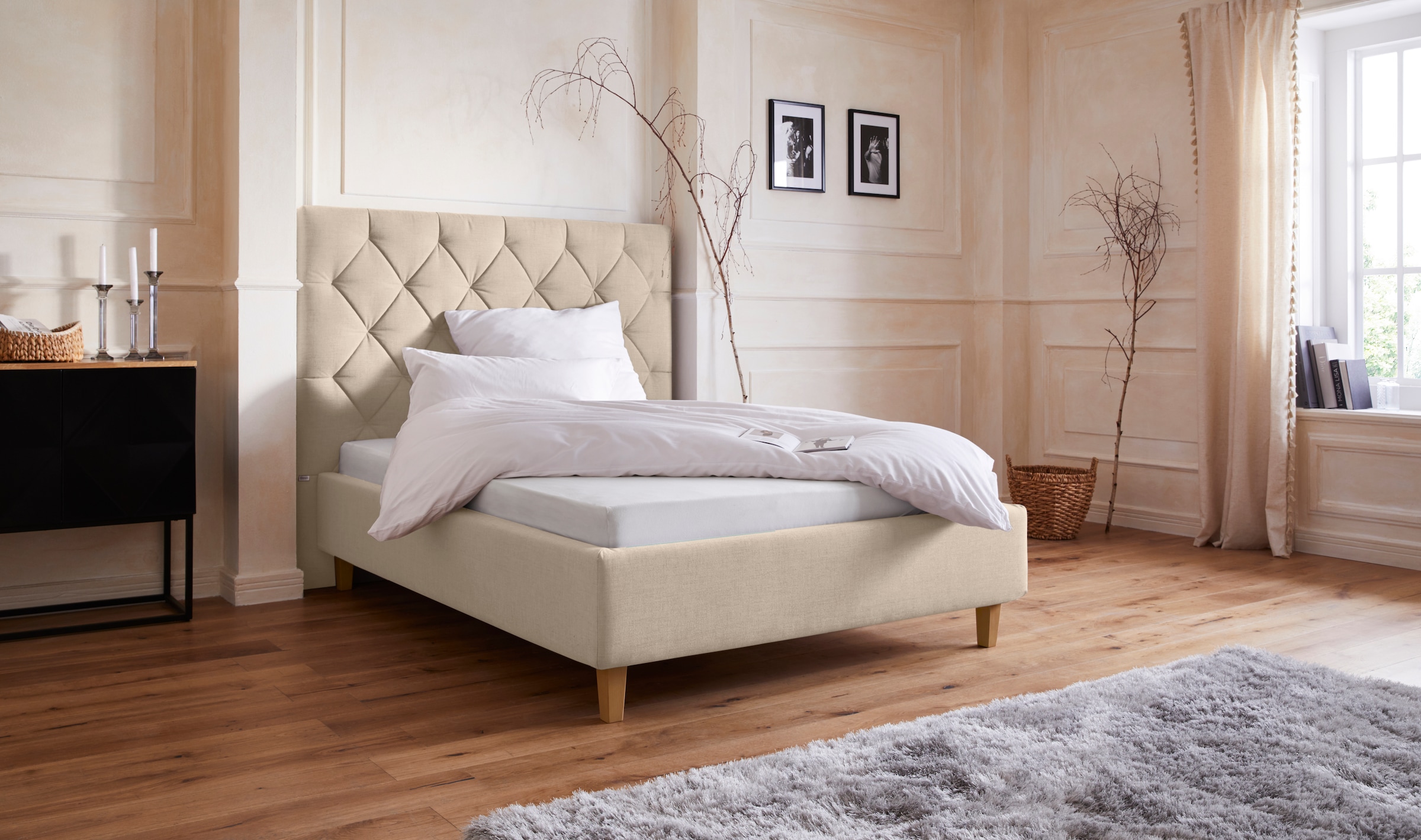 Home affaire Polsterbett "Sunley 140", Kreuzsteppung, Kopfteilhöhe 142 cm, günstig online kaufen
