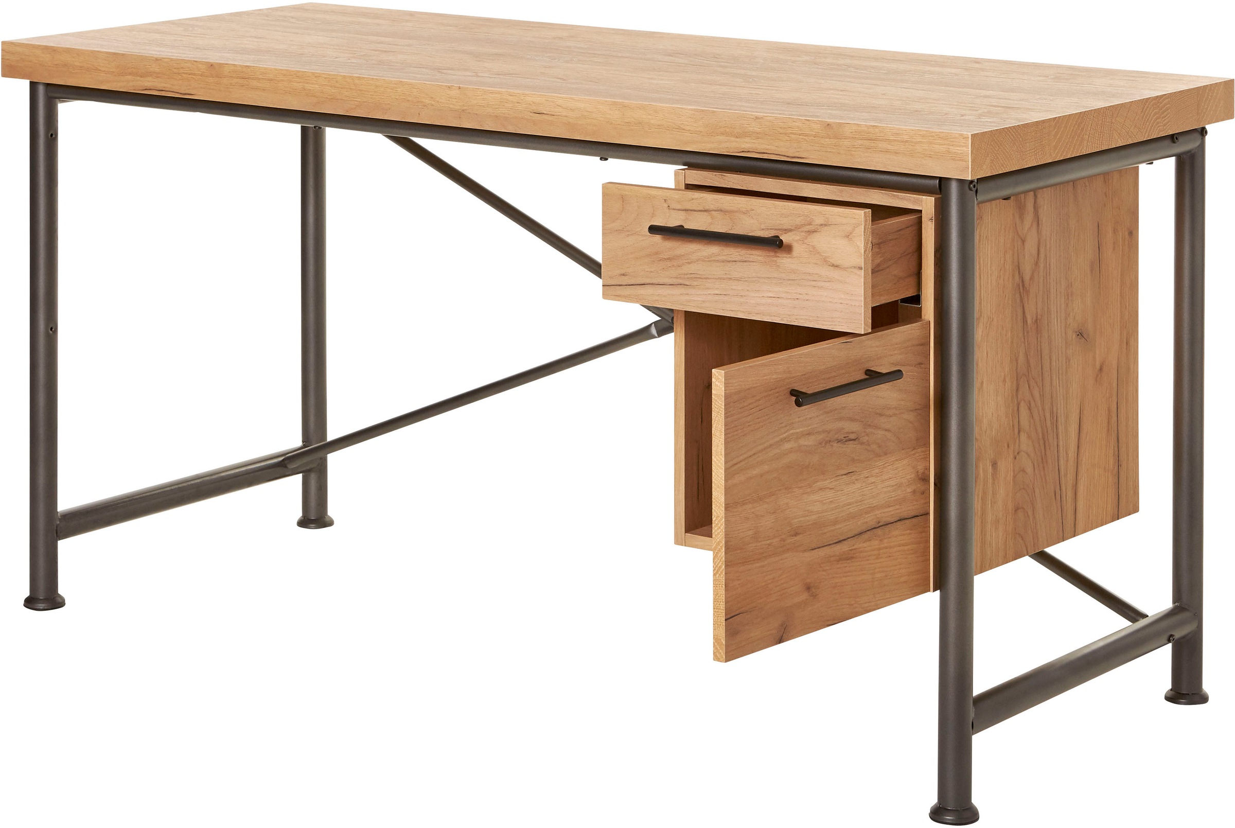Jahnke Schreibtisch »CRAFT«, Schreibtisch im Industrie-Design, wechselseitig montierbar