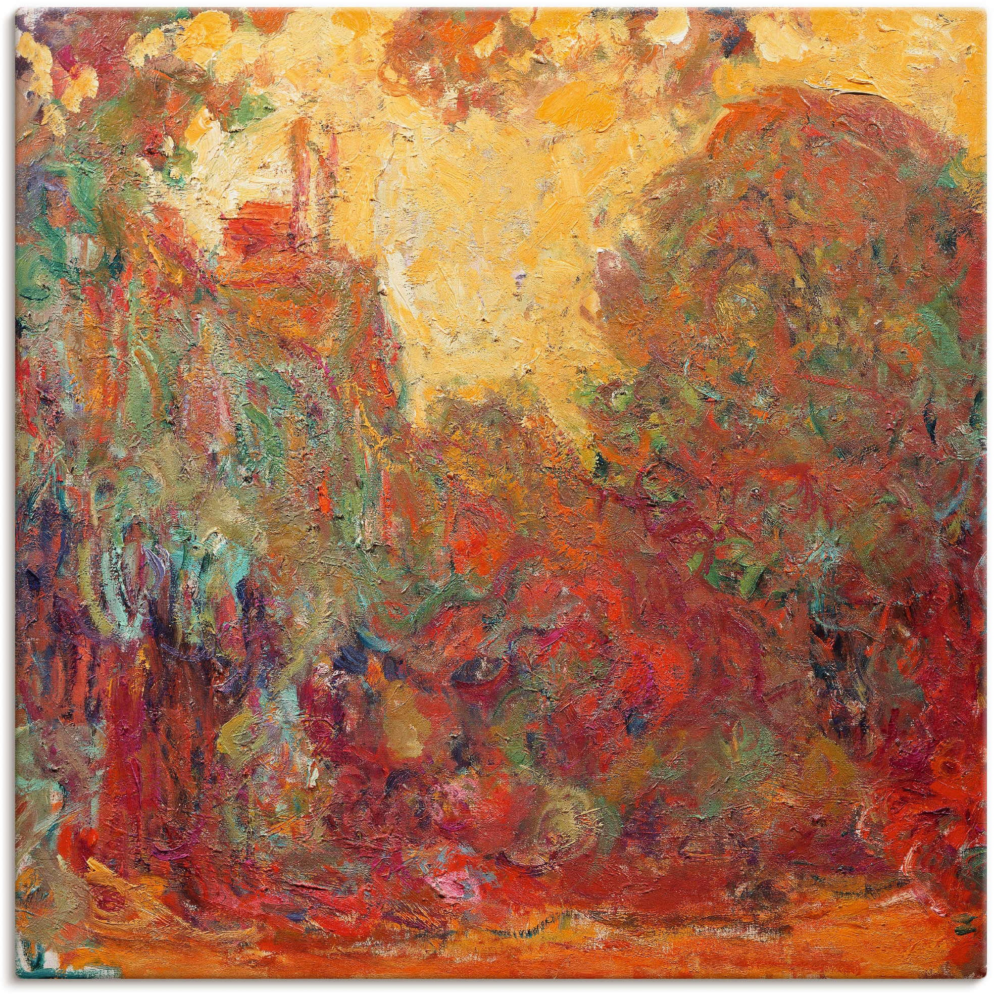 Artland Wandbild »Das Haus in Giverny Komposition in rot«, Gegenstandslos, (1 St.), als Leinwandbild, Poster in verschied. Größen
