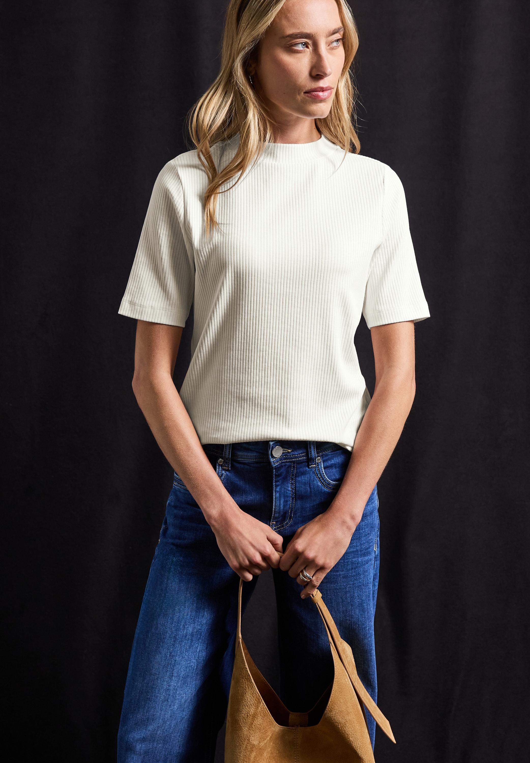 STREET ONE T-Shirt, mit Rippstruktur, Sommershirt