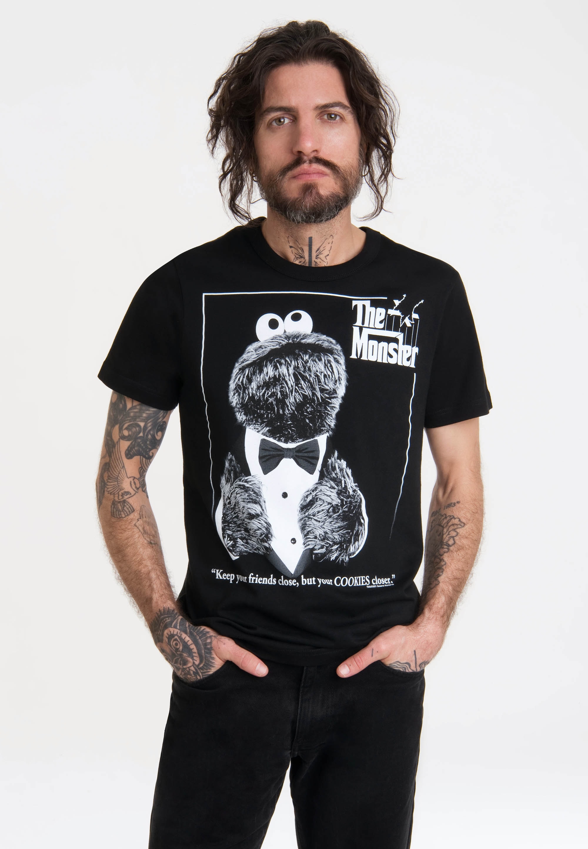 LOGOSHIRT T-Shirt »Sesamstrasse mit Krümelmonster Pate«, kaufen lizenziertem ▷ | Print BAUR 