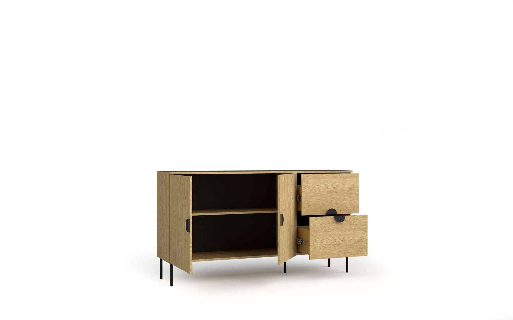 Home affaire Kommode »BELLOT Sideboard mit 2 Schubladen und 2 Türen, B/T/H: 213/40/87,6 cm« Schubkastenkommode mit Metallgriffen und viel Stauraum