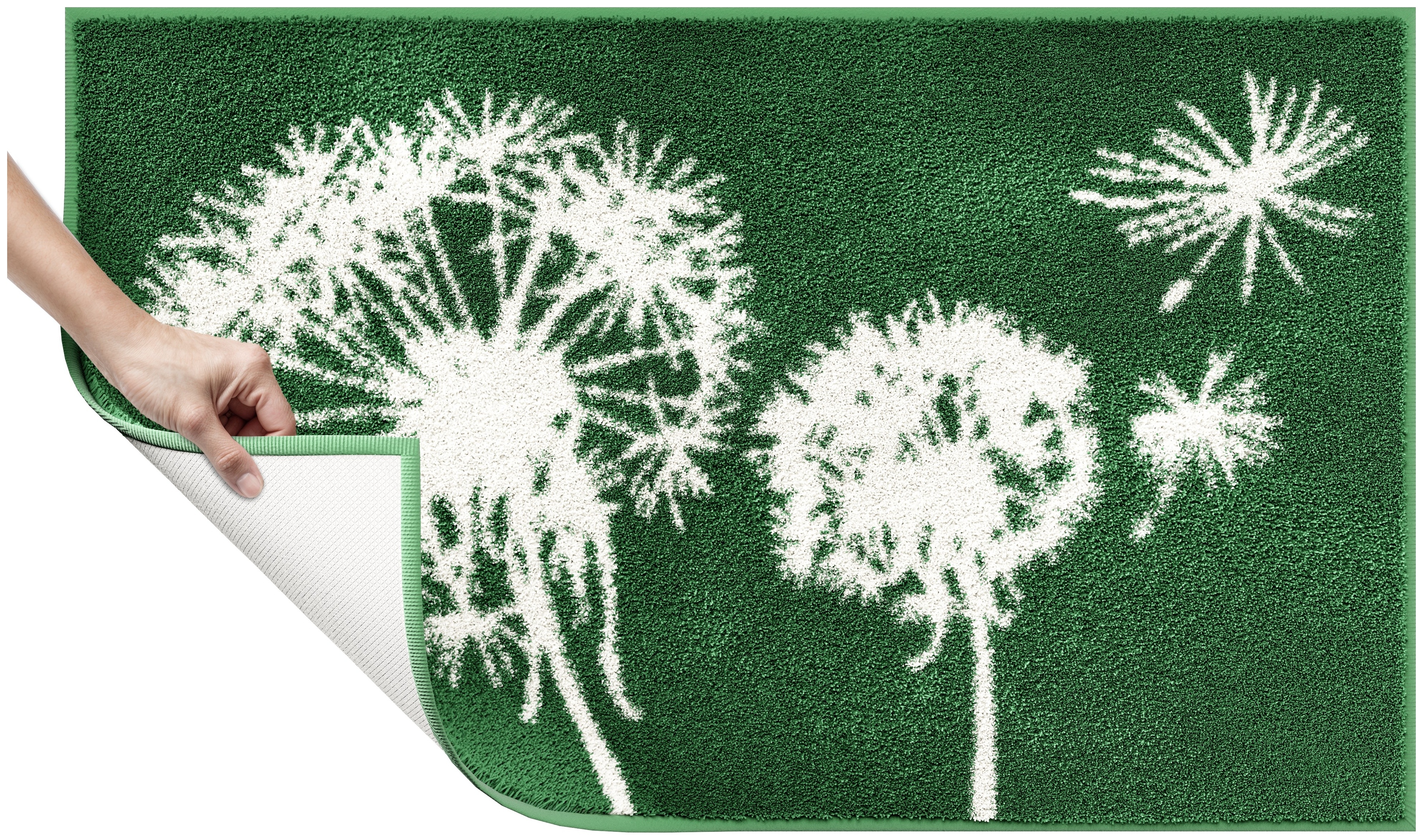 Thumbnail - Grund Badematte "Pusteblume, Badvorleger, Badezimmer Teppich, sehr weich" Höhe 20 mm rutschhemmend beschichtet fußbodenh...