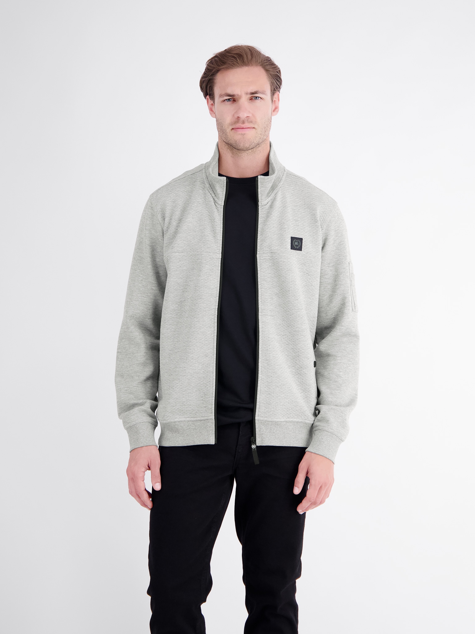 LERROS Sweatjacke mit Stehkragen und Reißverschluss