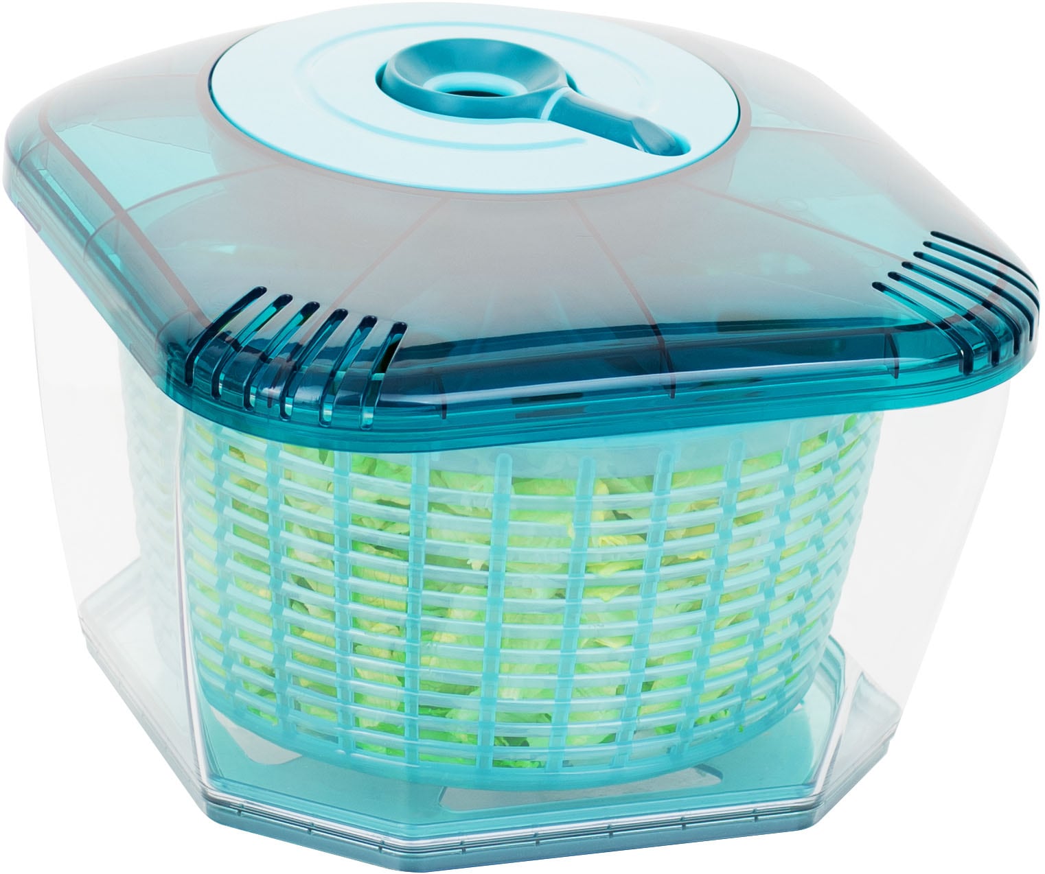 Genius Salatschleuder »Nicer Dicer Chef Pro Salatschleuder, Set 4-tlg.«, (Set, 4 tlg.), 4 in 1: Waschen, Schleudern, Abgießen und Servieren – alles in einem
