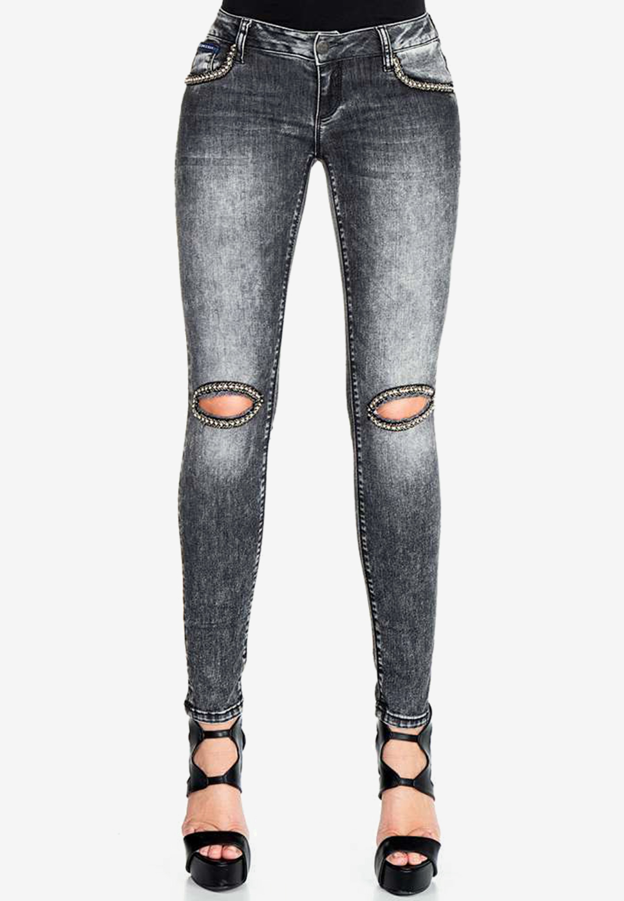 Slim-fit-Jeans, im trendigen Used-Look