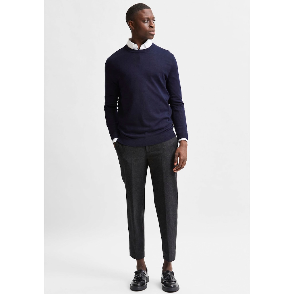 SELECTED HOMME Rundhalspullover »OWN MERINO COOLMAX KNIT«