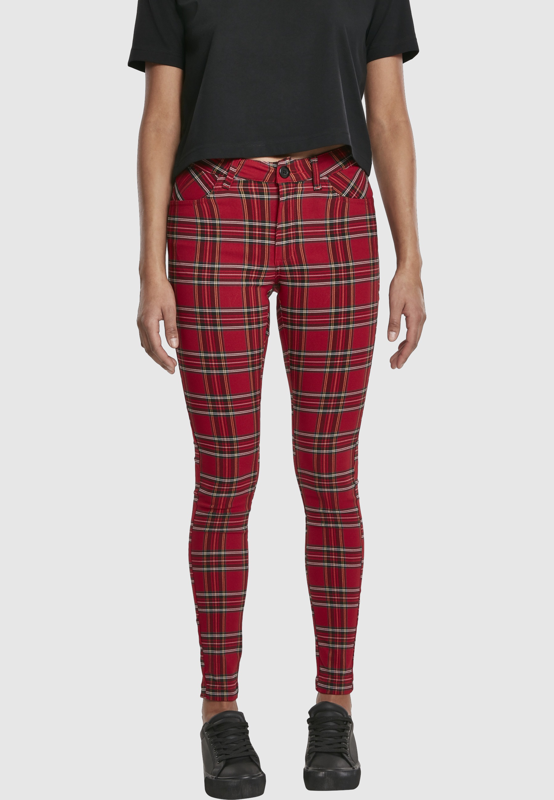 URBAN CLASSICS Stoffhose »Urban Classics Damen Ladies Skinny Tartan Pants«